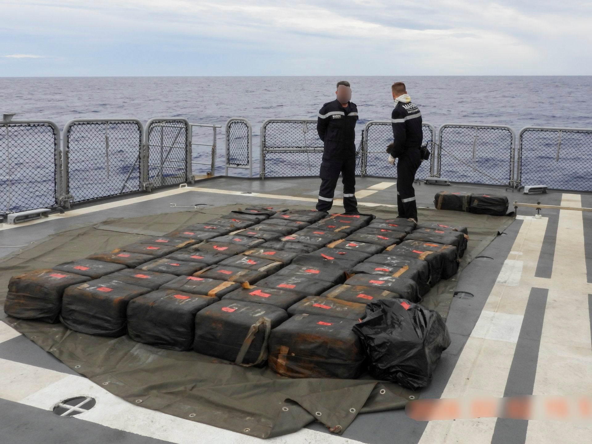 Bales of cocaine seized by the French navy in French Polynesia in February