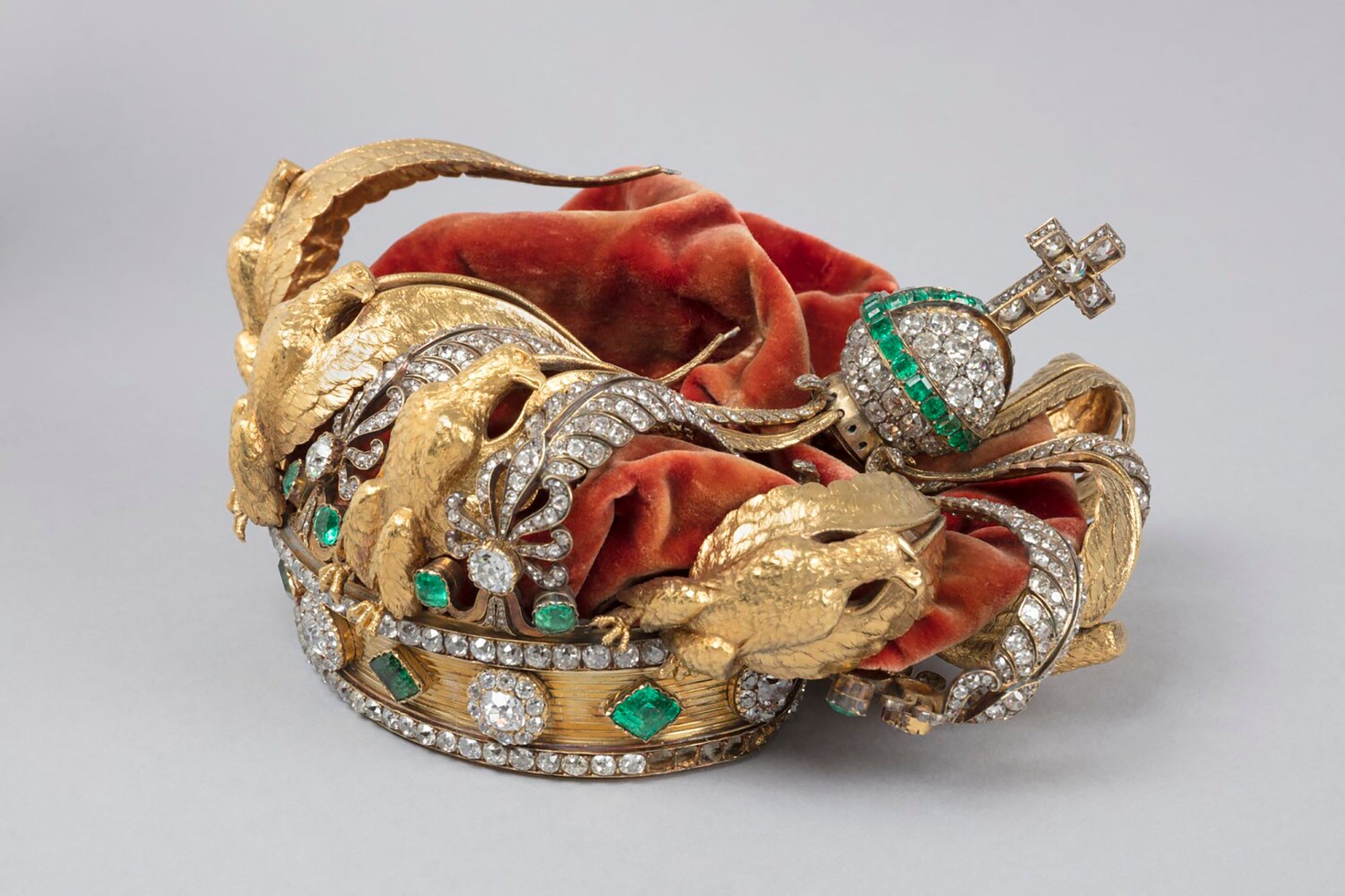 The damaged crown of Empress Eugenie de Montijo after it was dropped during the 2025 heist