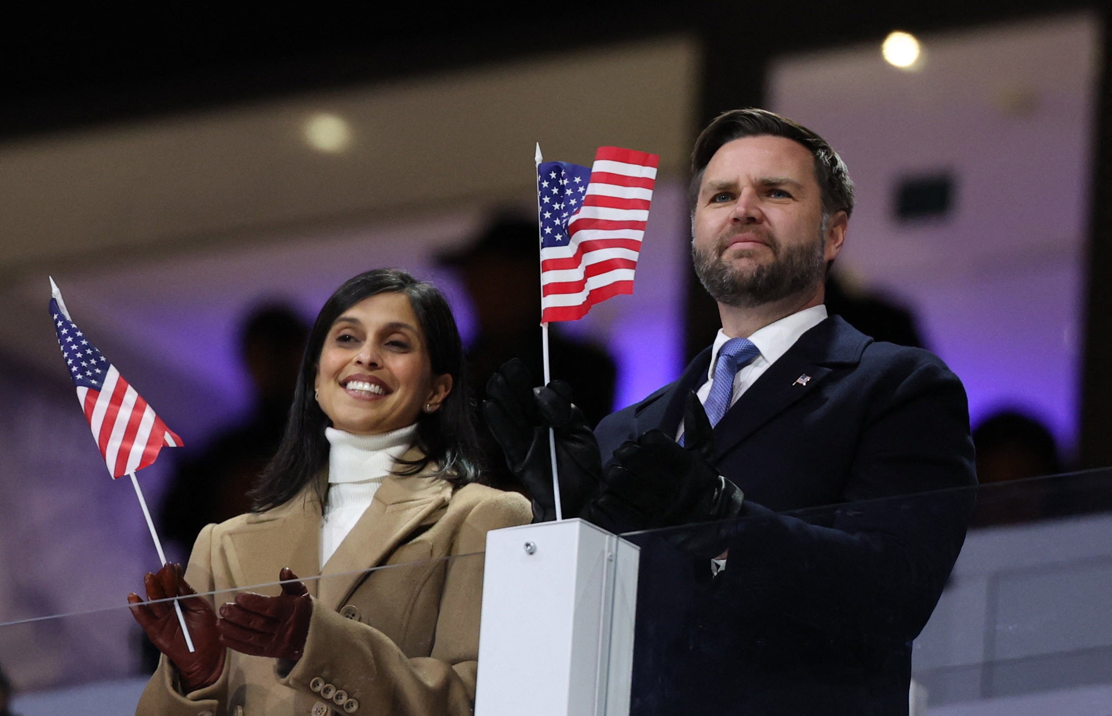 JD Vance pictured with his wife Usha Vance, was booed on Friday