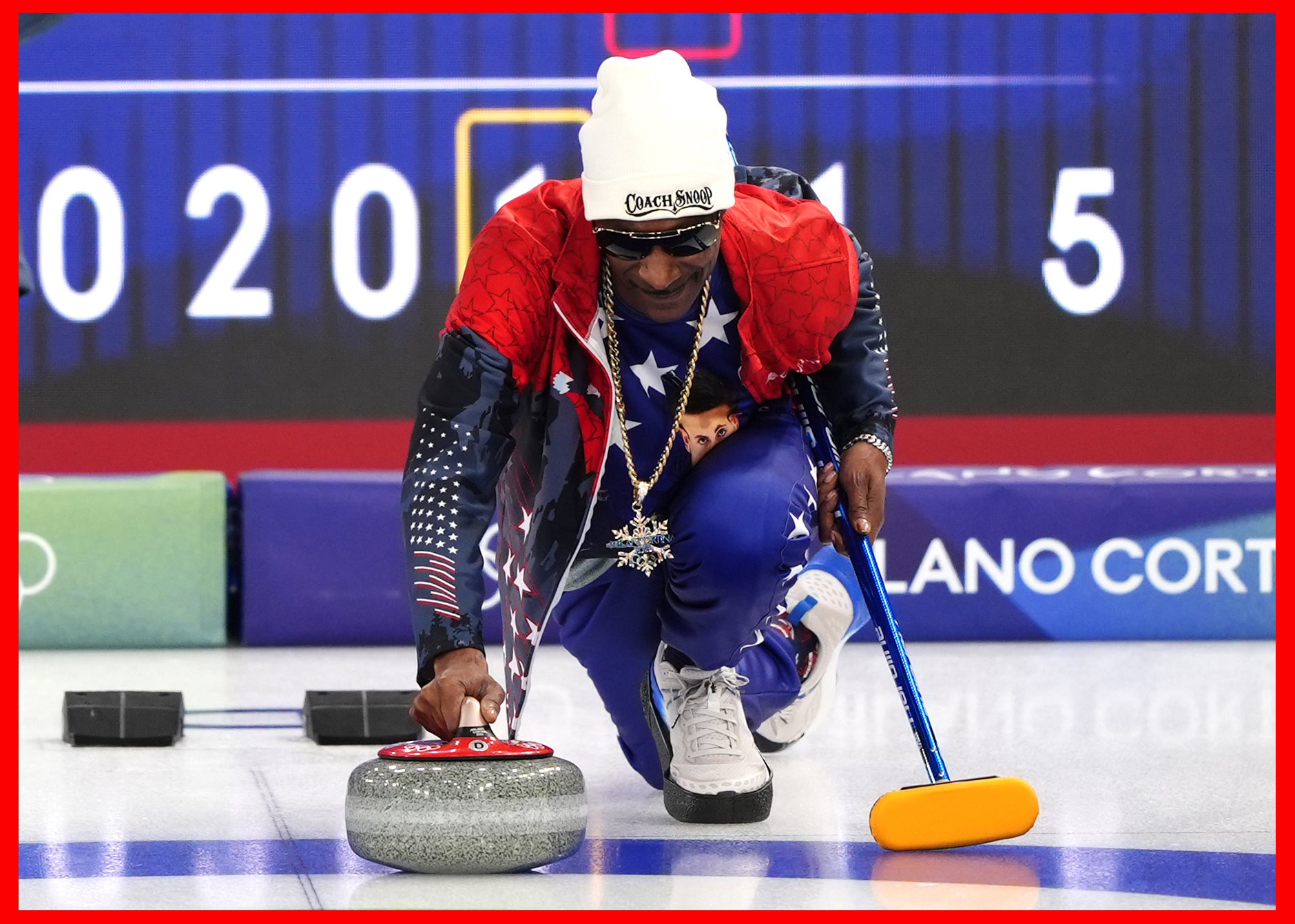 Snoop Dogg tries his hand at curling in Cortina