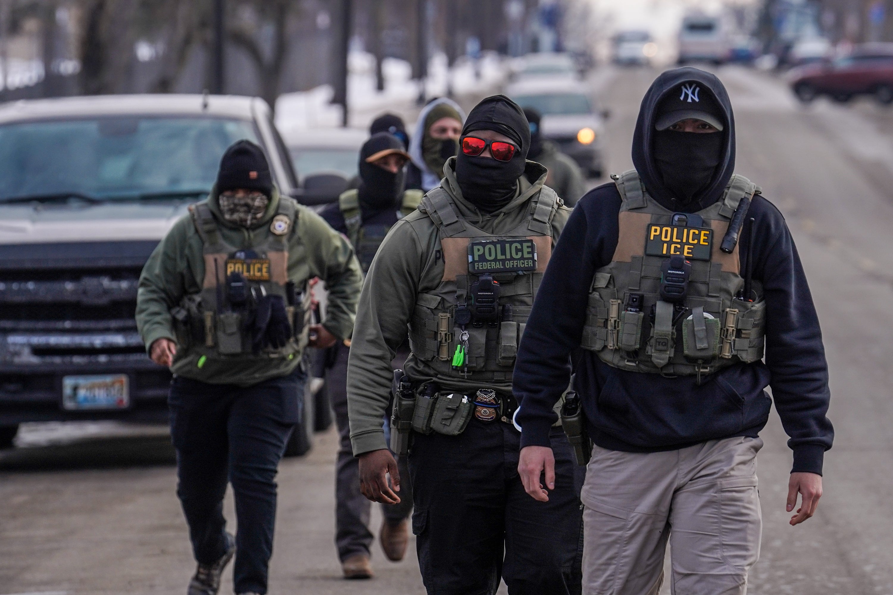 Federal agents on the streets of Minnesota as part of the Trump administration’s crackdown on illegal immigration (file photo)