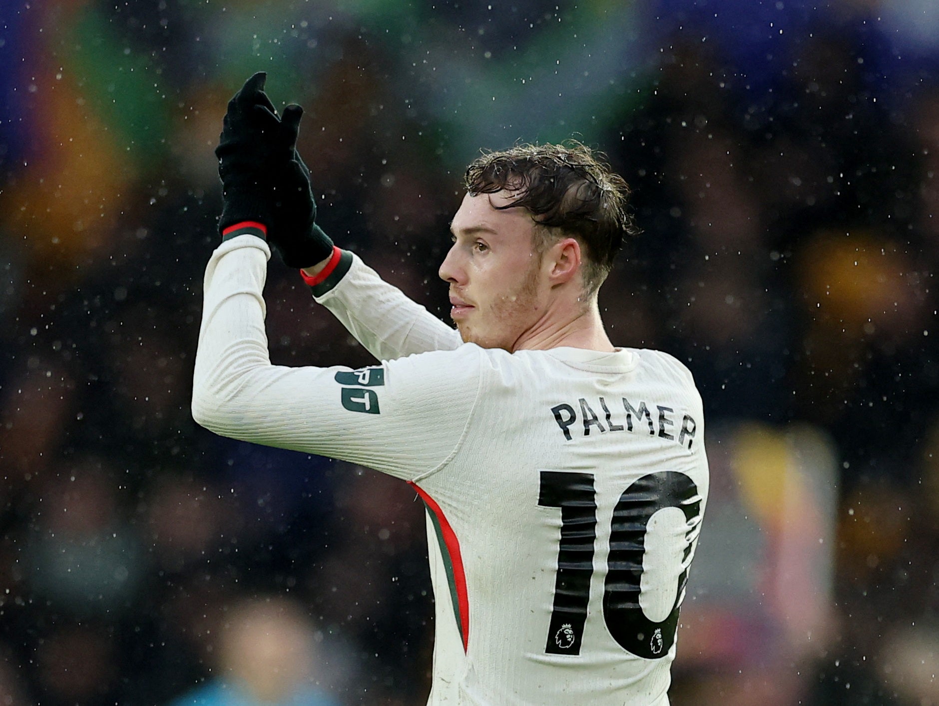 Chelsea's Cole Palmer applauds fans after scoring hat-trick