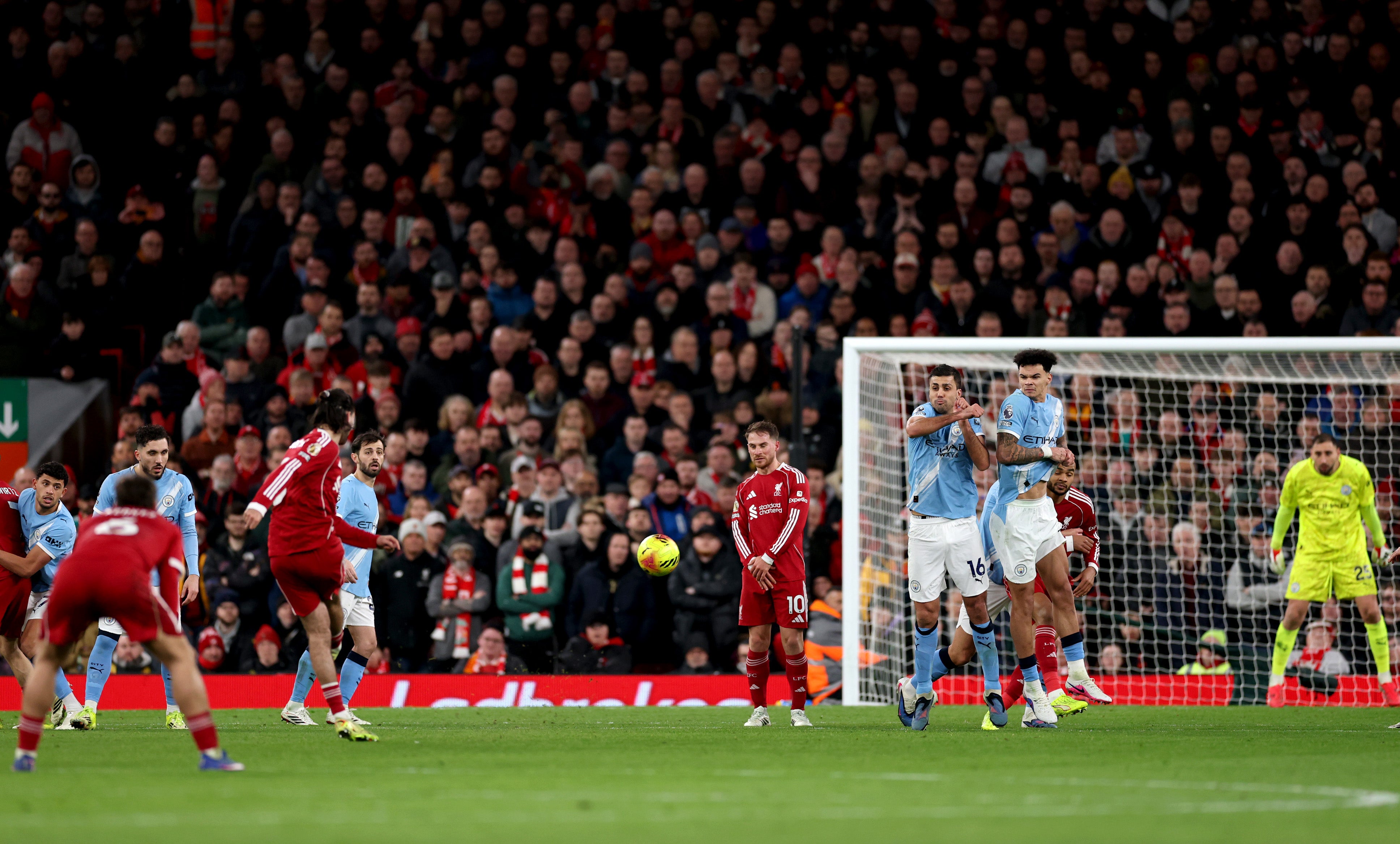 Liverpool v Man City live: Latest score as Dominik Szoboszlai fires stunning goal in Premier League clash
