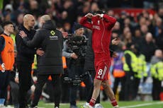 Pep Guardiola and Erling Haaland have same reaction to Dominik Szoboszlai’s bizarre red card after City beat Liverpool