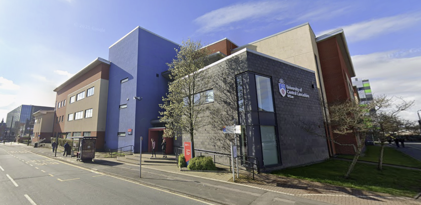 Outside the University of Lancashire in Preston