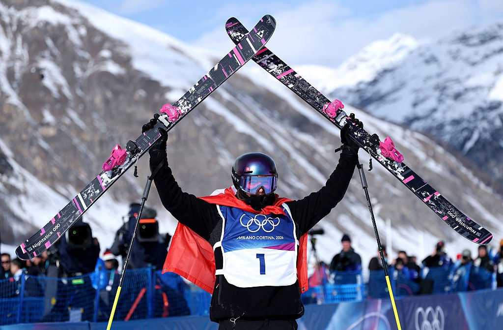 Mathilde Gremaud celebrates winning slopestyle gold