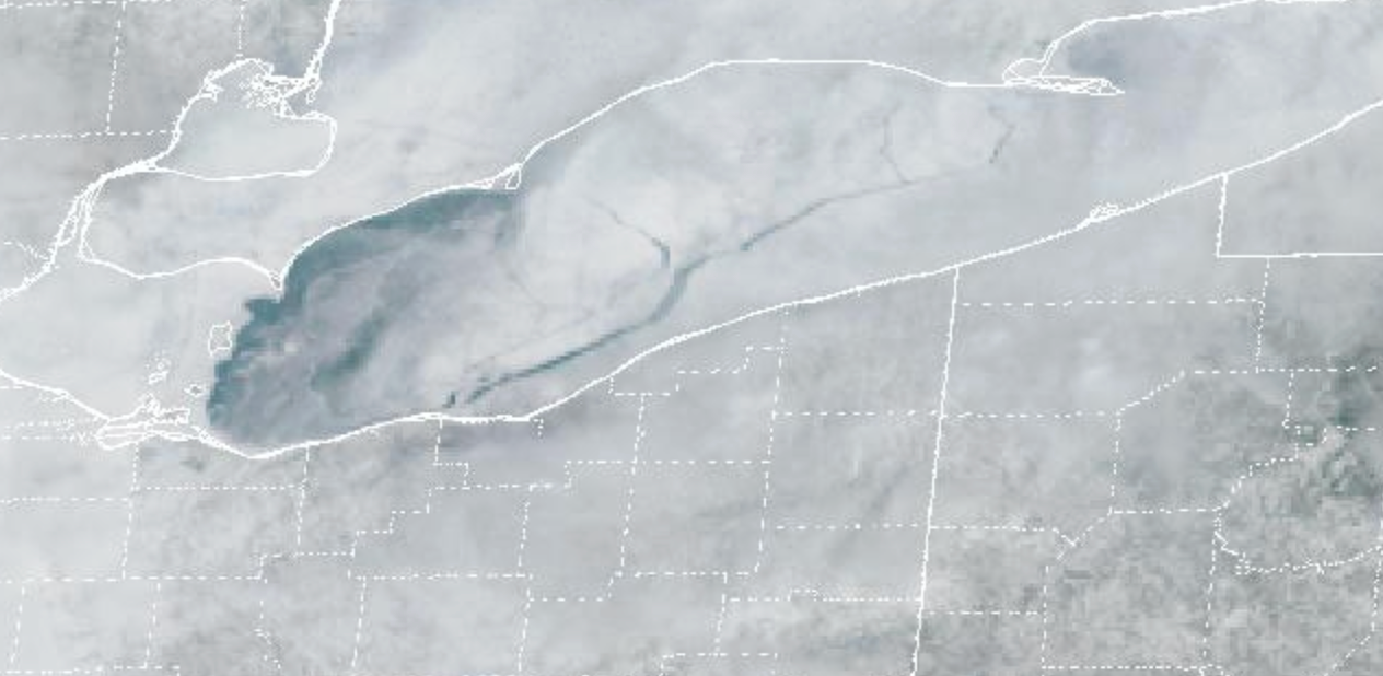 A massive crack in the ice on Lake Erie is so big it can be seen from space, satellite images show
