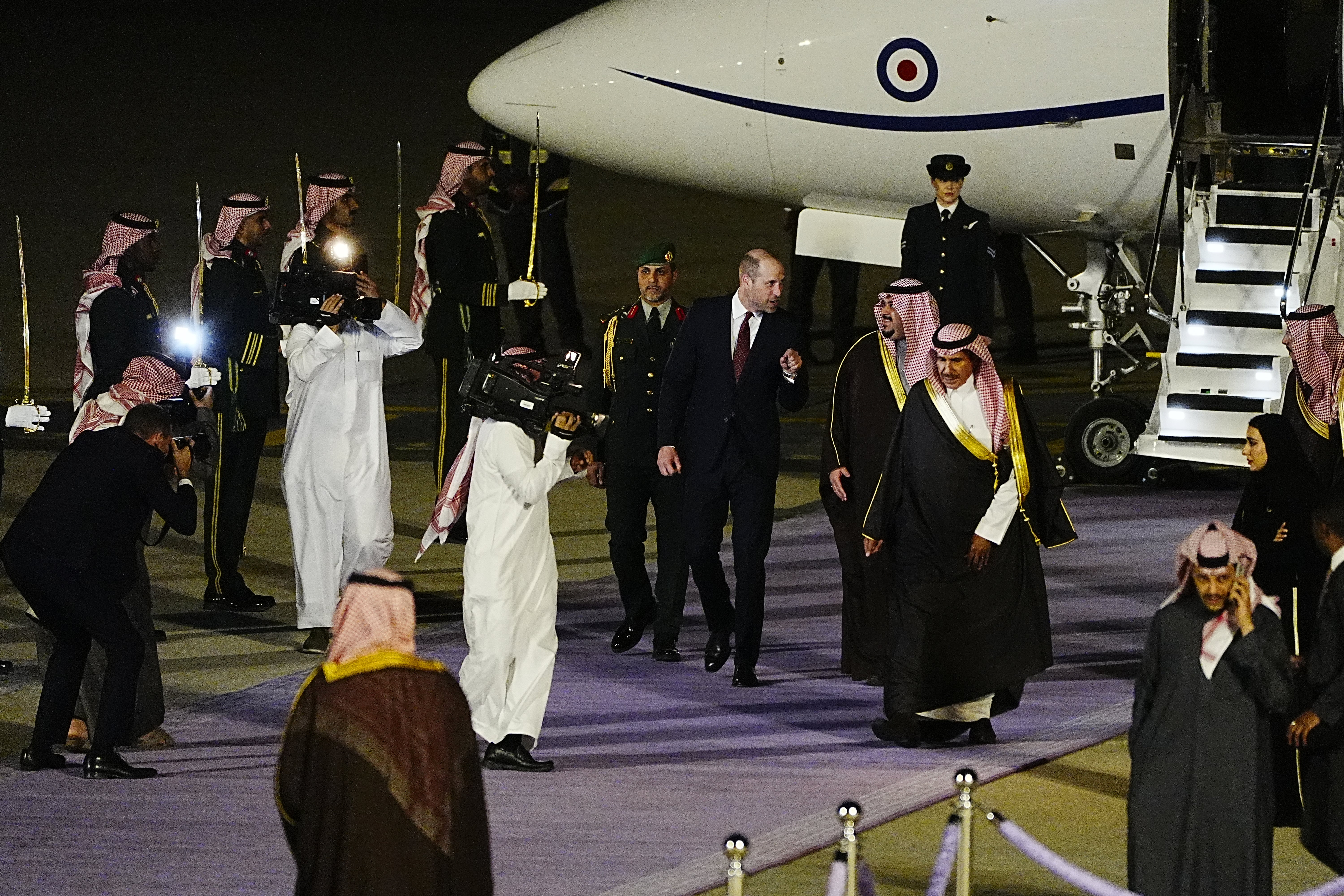 The Prince of Wales was greeted at King Khalid International Airport, after arriving on a RAF plane, by the deputy governor of Riyadh , Prince Mohammed bin Abdulrahman bin Abdulaziz