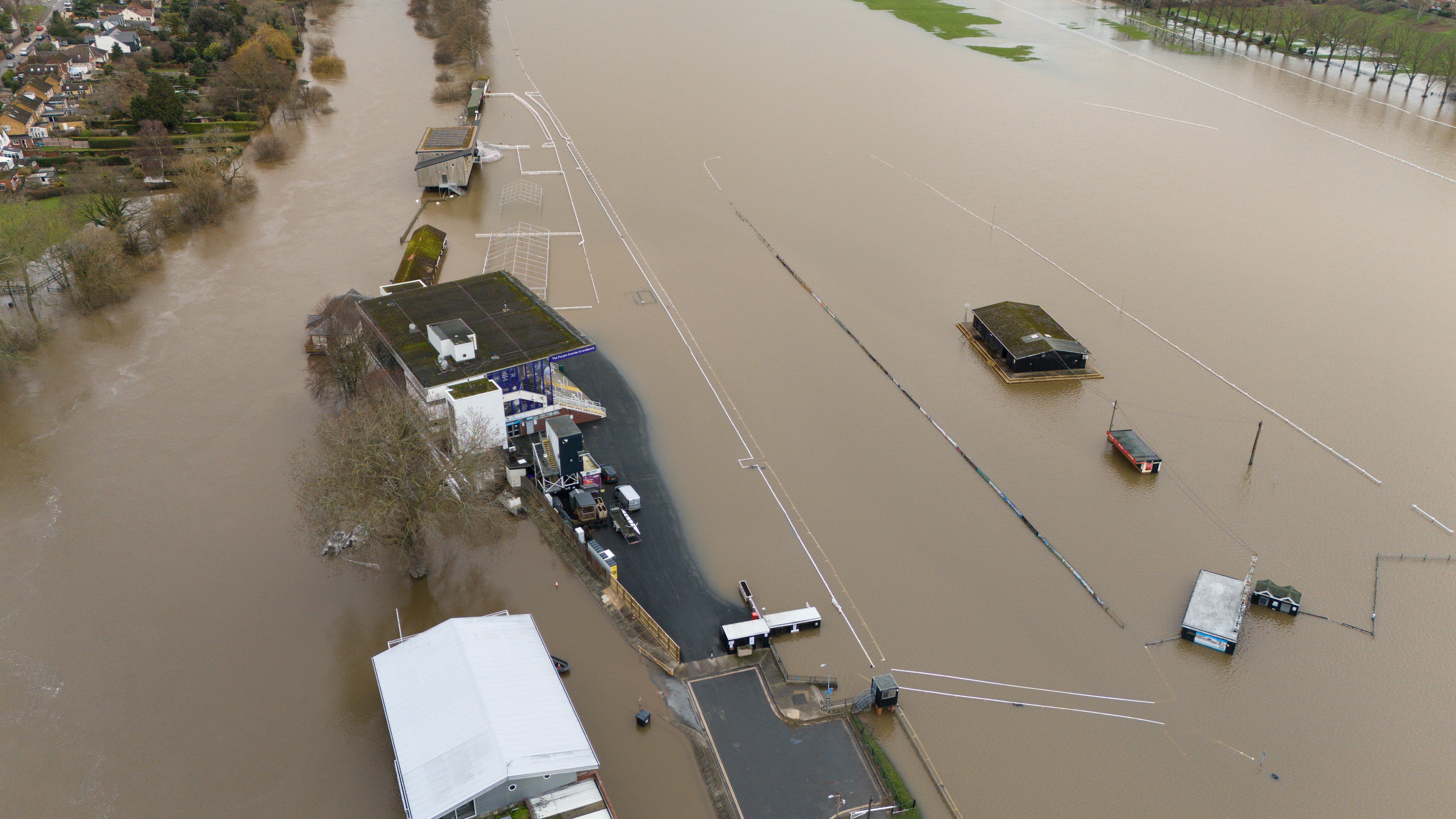 Worcester Racecourse was also flooded (Jacob King/PA)