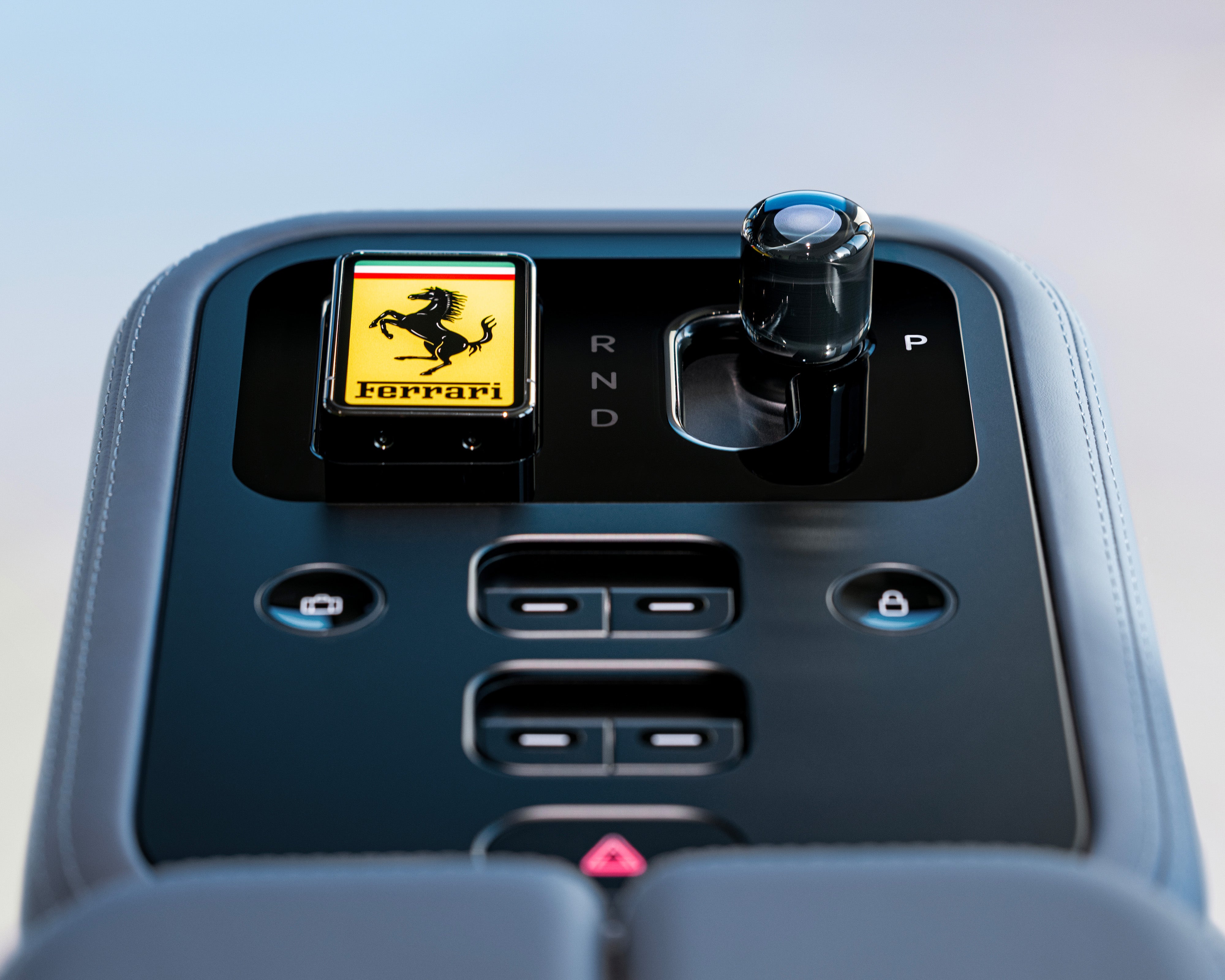 Even the gear selector in the Ferrari Luce has had a Jonny Ive makeover
