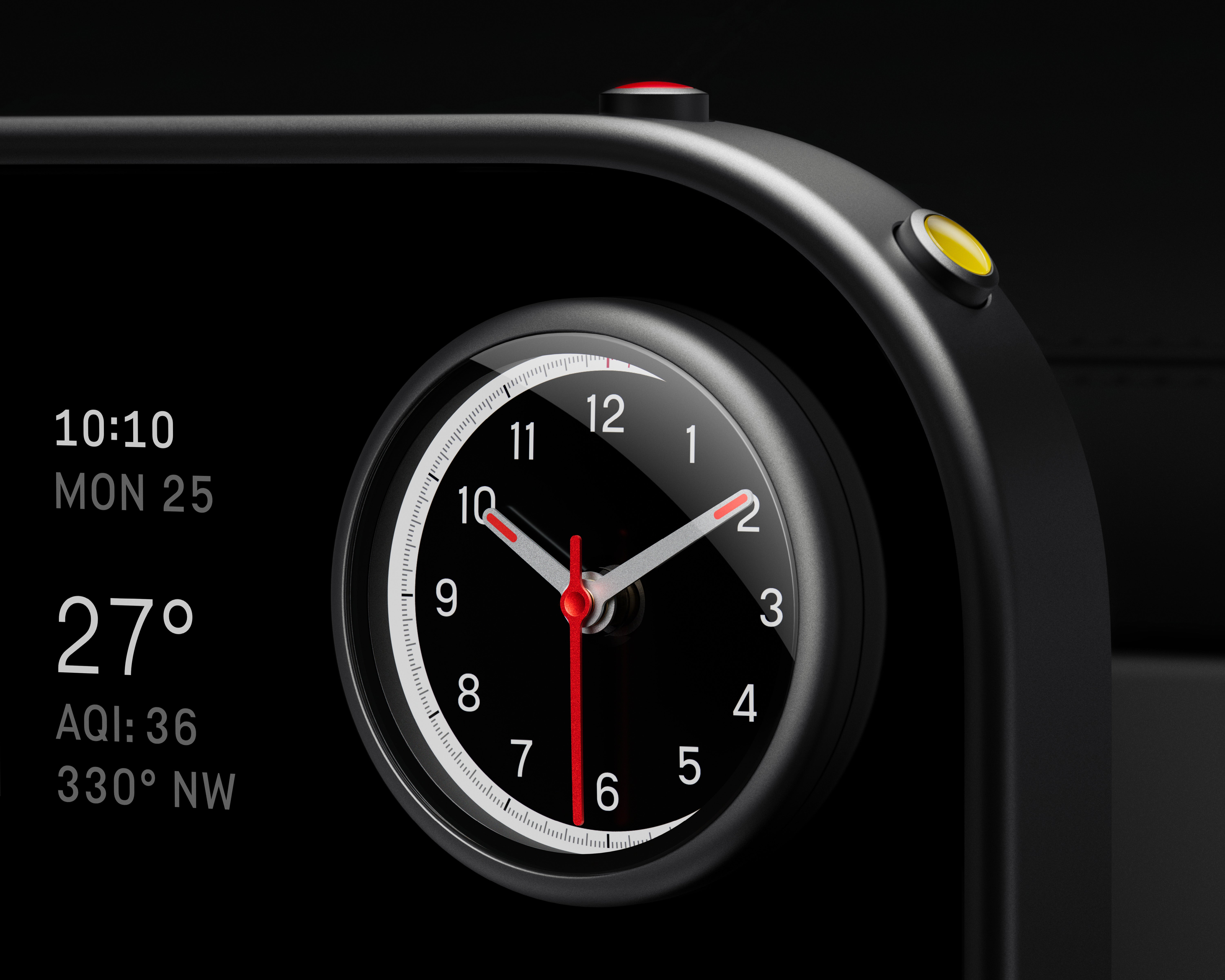 The Ferrari Luce clock and graphics show the Apple design inspiration