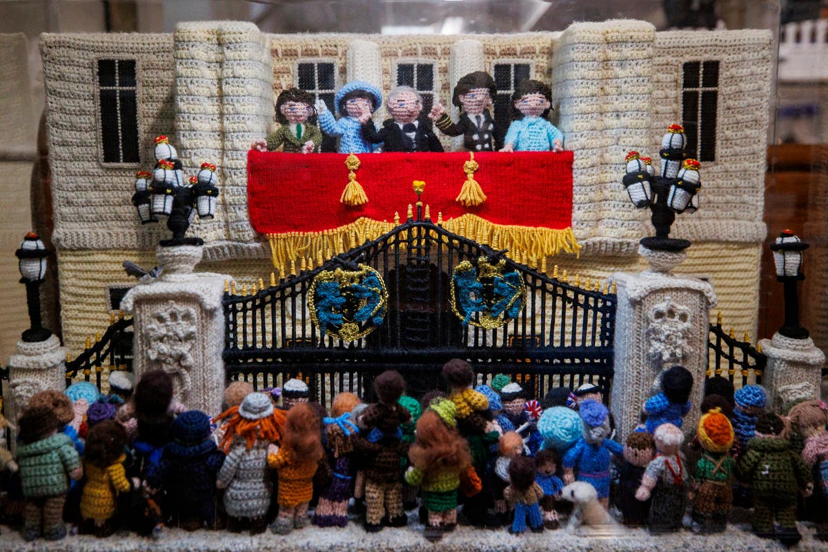 A recreation of Buckingham Palace on VE Day, part of The Longest Yarn, A Thread Through History 2 (Liam McBurney/PA)