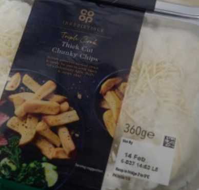 Co-op is recalling Irresistible Triple Cook Thick Cut Chunky Chips because they contain milk, which is not mentioned on the label