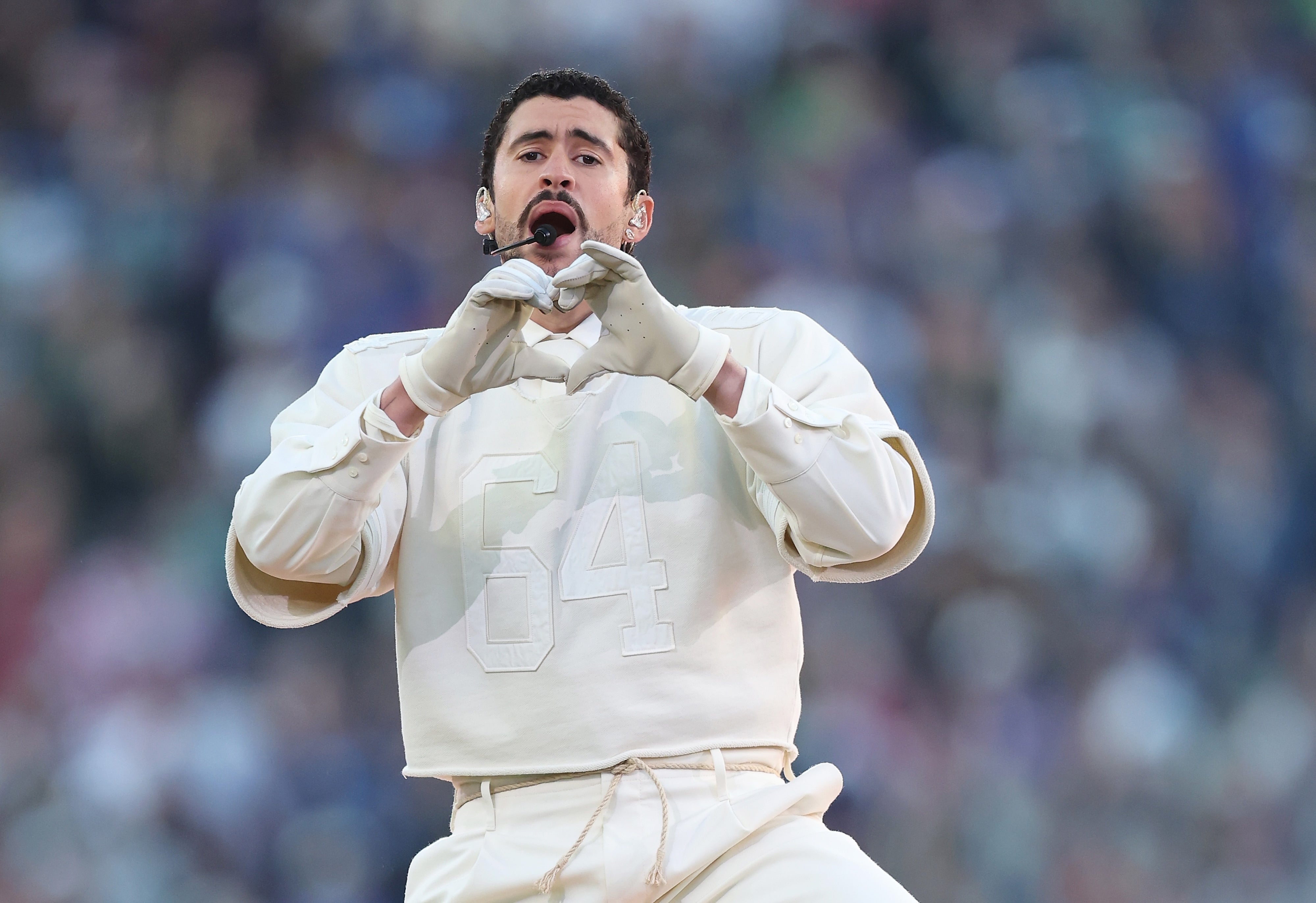 <p>Bad Bunny delivered a showstopping halftime performance at Sunday’s Super Bowl</p>