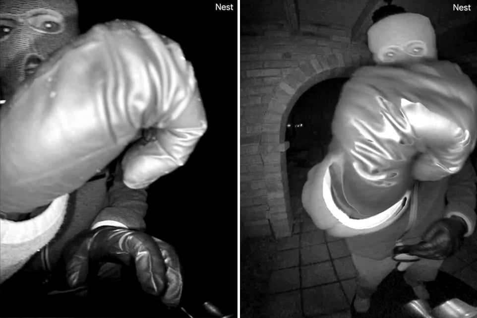 The person was wearing gloves and a full face mask as they tampered with the camera