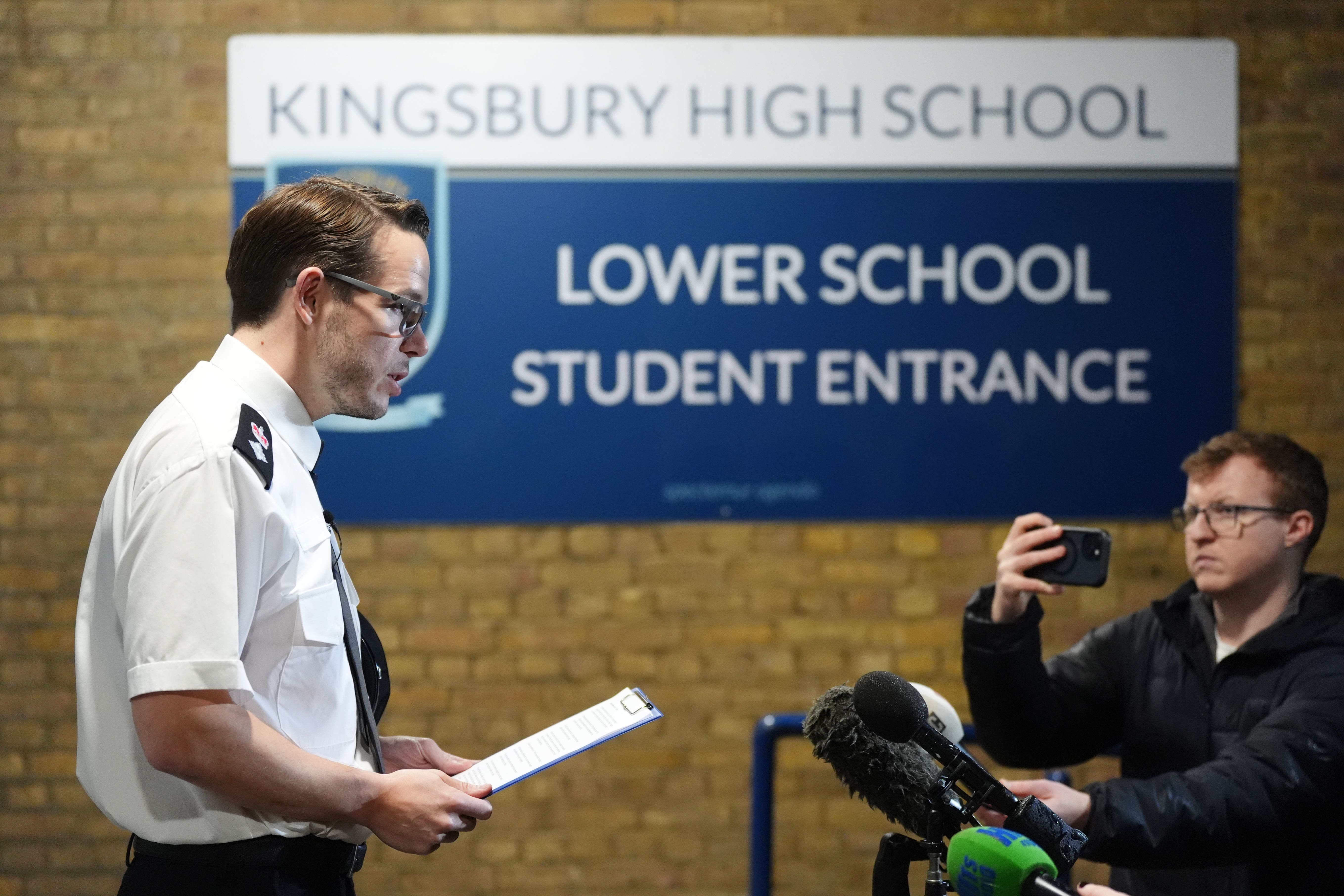 Detective Chief Superintendent Luke Williams at Kingsbury High School (Ben Whitley/PA)