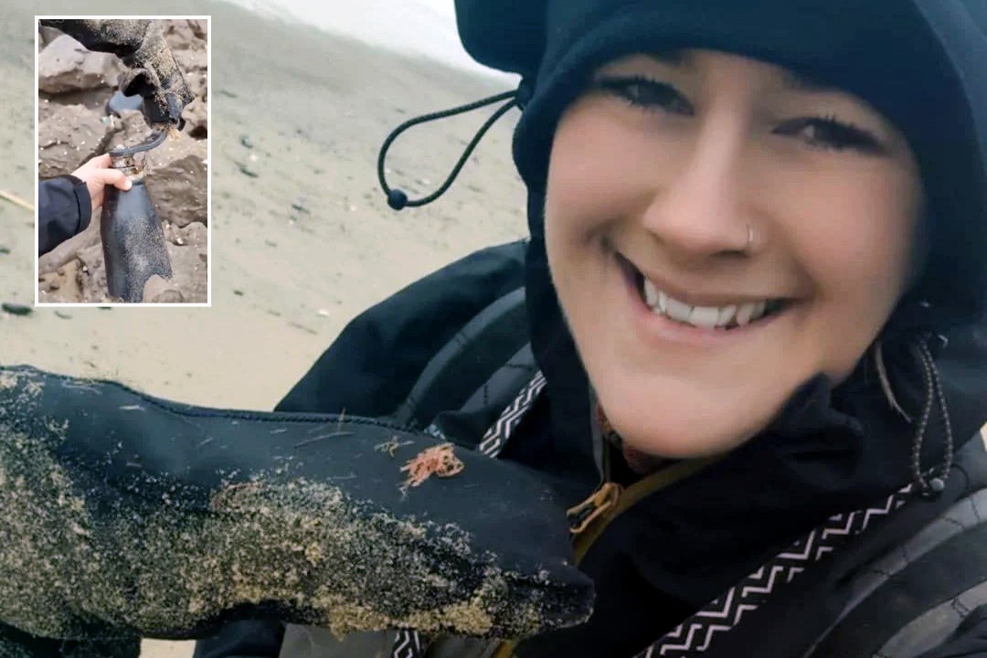 Lizzie Forbes, 38, was on a beach walk when she stumbled upon Brenda's £3,000 limb that had washed up in the surf