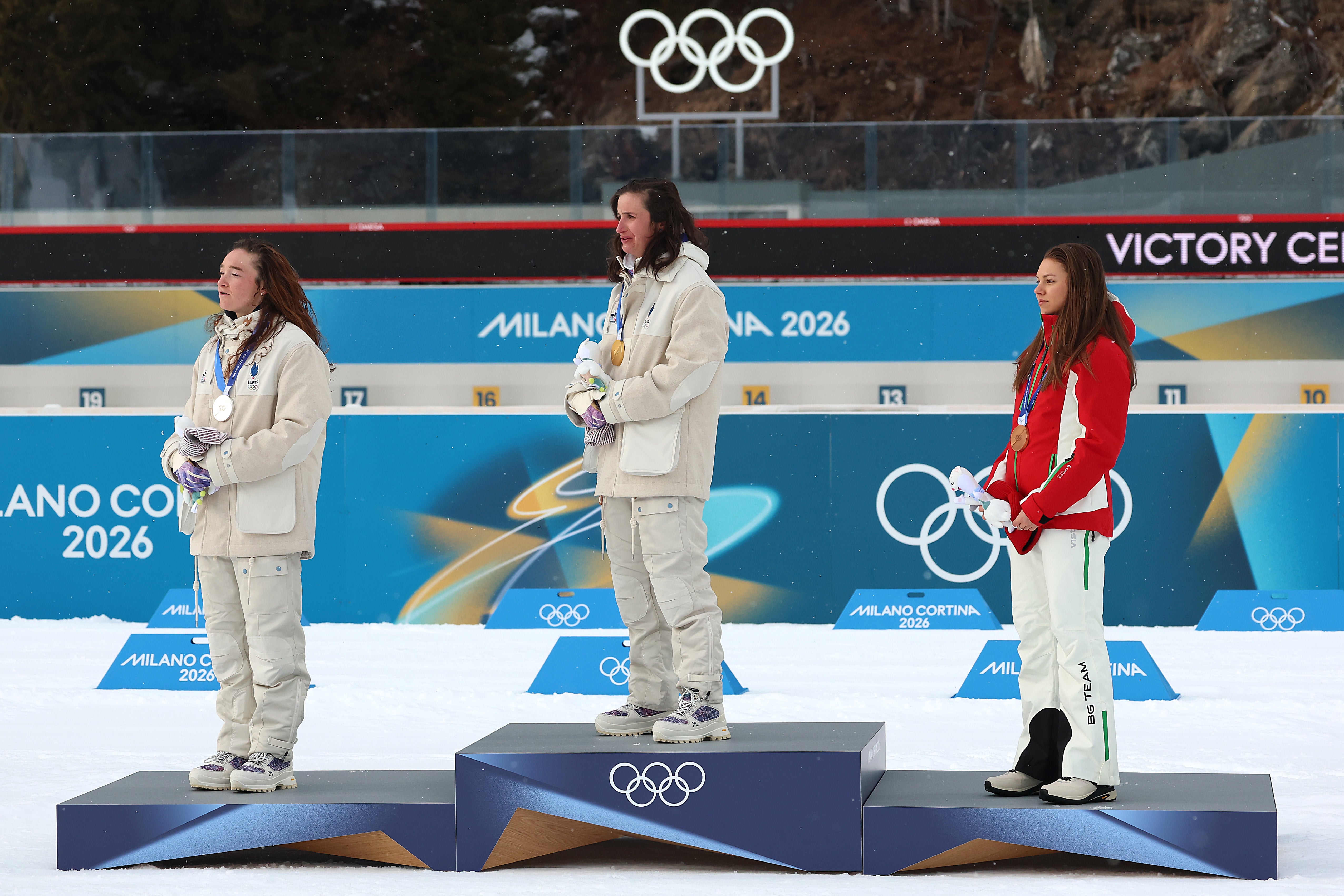 Gold medalist Julia Simon and teammates Lou Jeanmonnot claims silver for Team France