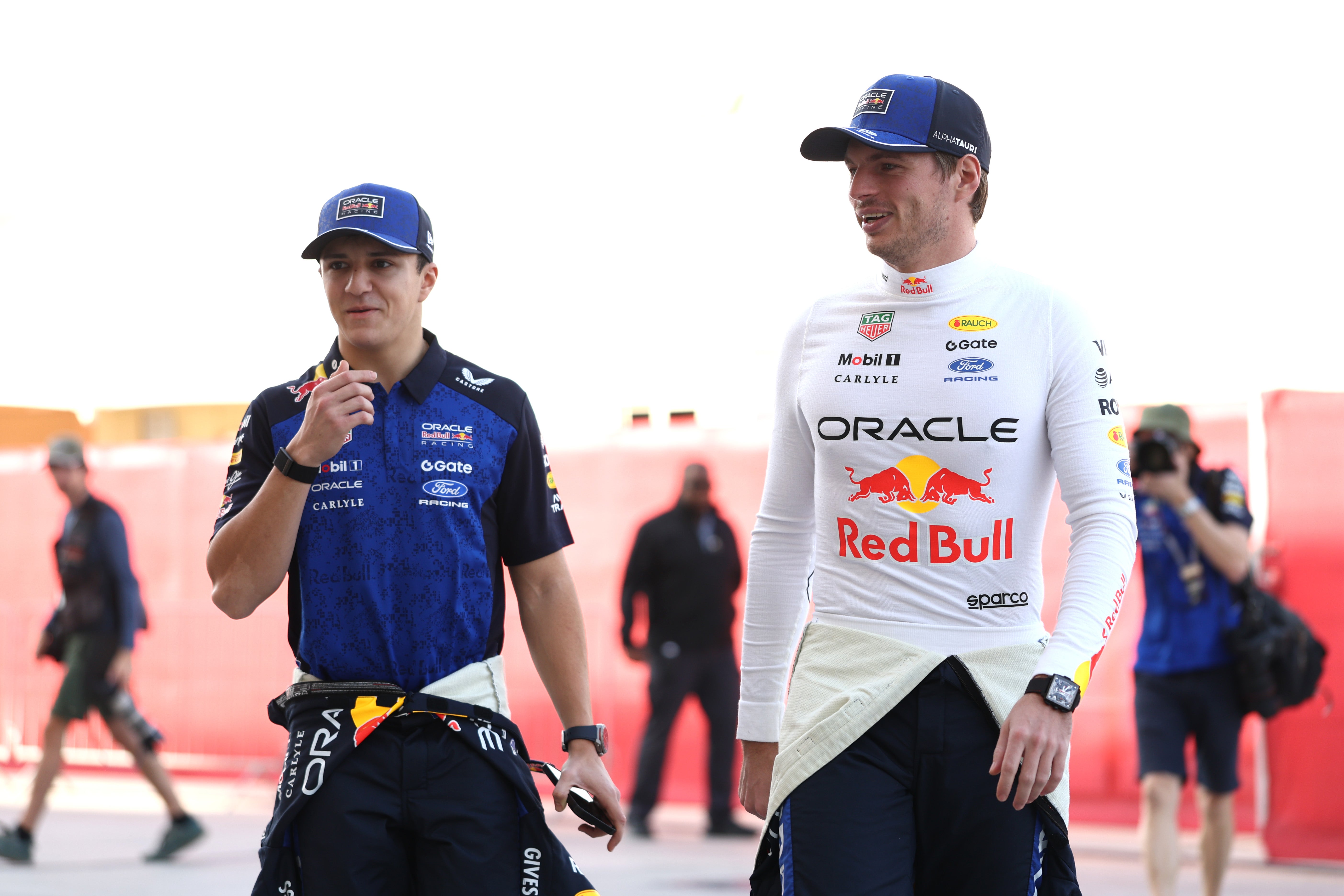 Max Verstappen (right) impressed for Red Bull on day one of testing in Bahrain