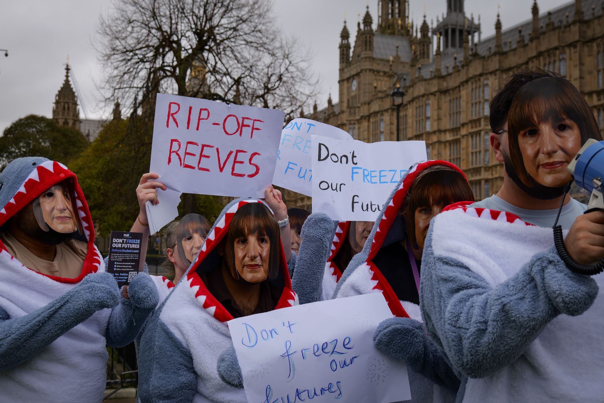 The demonstration took aim at Rachel Reeves