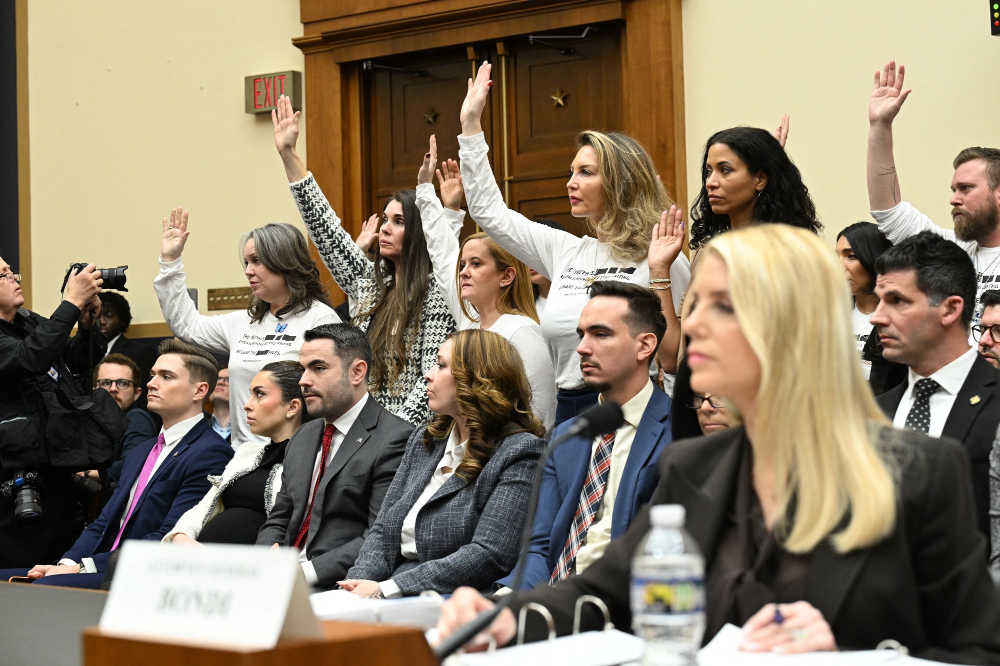 Attorney General Pam Bondi refused to turn around and face the victims of Jeffrey Epstein standing behind her and apologize during a hearing with the House Judiciary Committee Wednesday