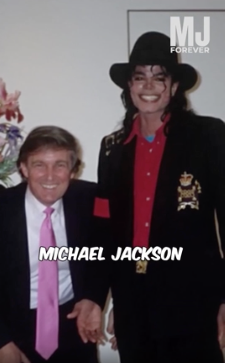 A video shared by Trump included a photo of the real estate mogul with Michael Jackson