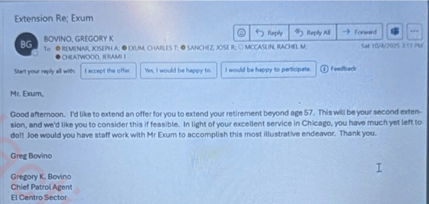 Hours after he shooting, Bovino offered to extend the officer’s service and asked another official to coordinate a ‘most illustrative endeavor’