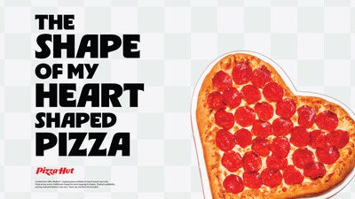 Pizza Hut is offer a heart-shaped pie