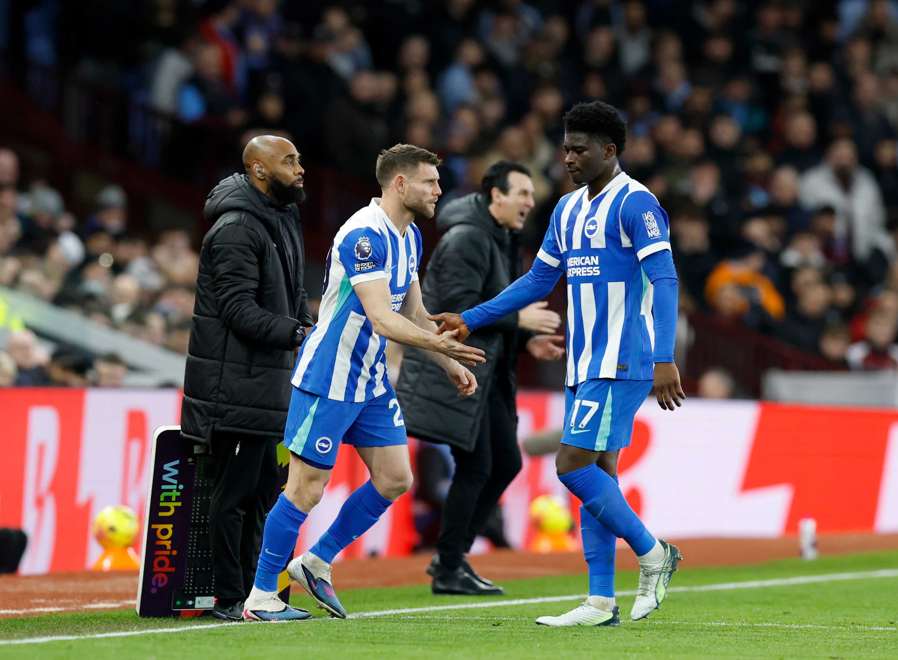 James Milner was an early substitute at Villa Park as he made Premier League history