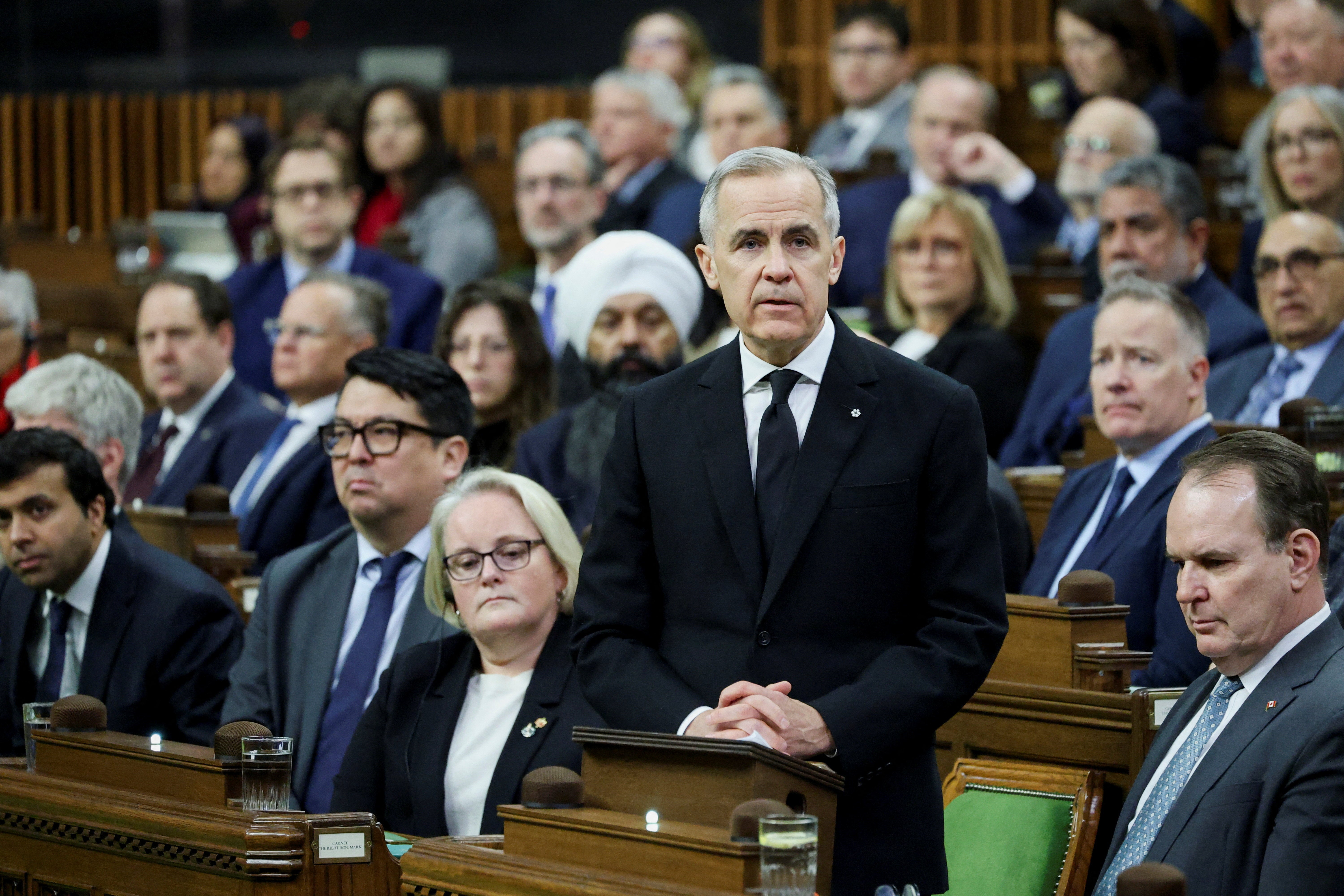Canada's prime minister Mark Carney makes a statement in parliament about the mass shooting in Tumbler Ridge