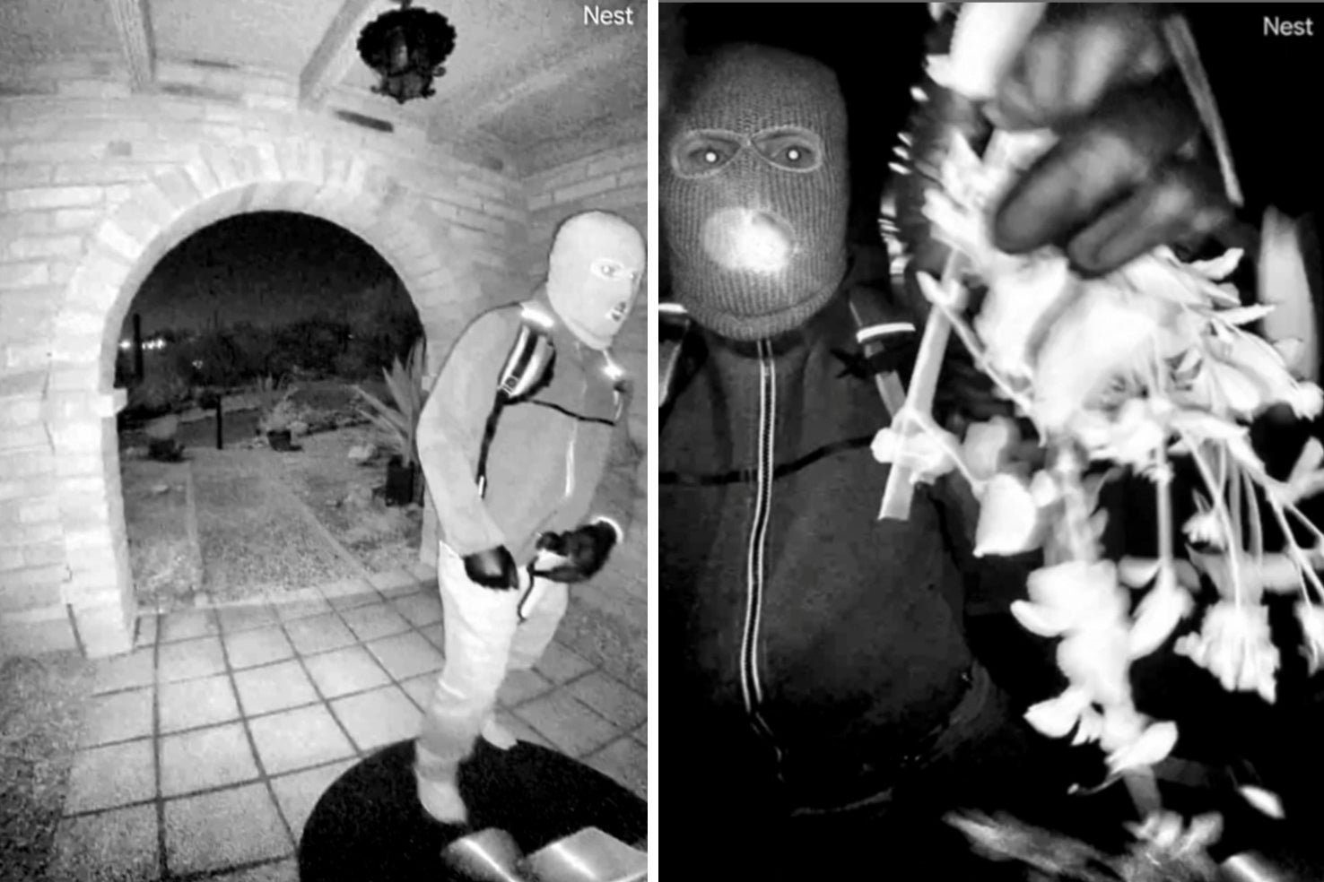 Photos released by the FBI of a masked man at Nancy Guthrie’s door