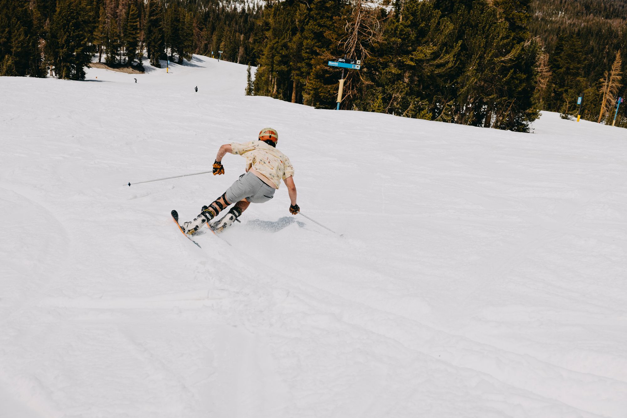 Mammoth Mountain's extended snowfall season is a combination of high elevation, being in the path of Pacific storm systems that peak in March and April, and north-facing slopes