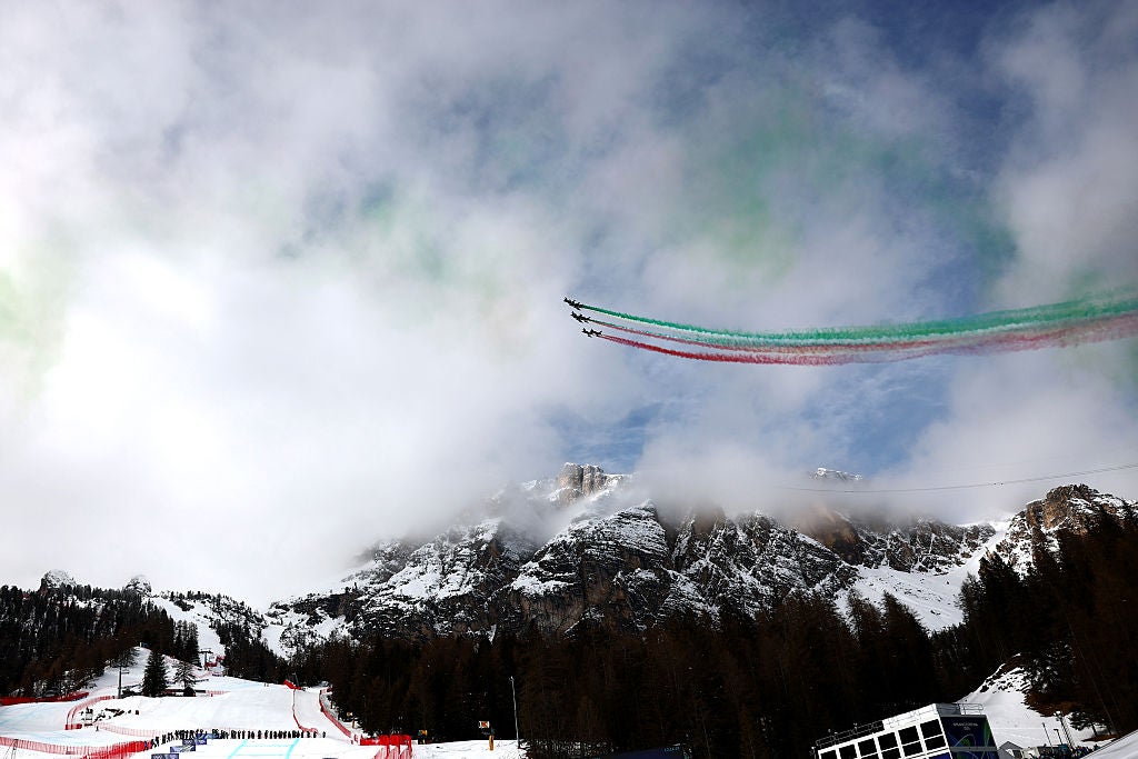 Brignone was honoured with a flypast by the Frecce Tricolori after the race