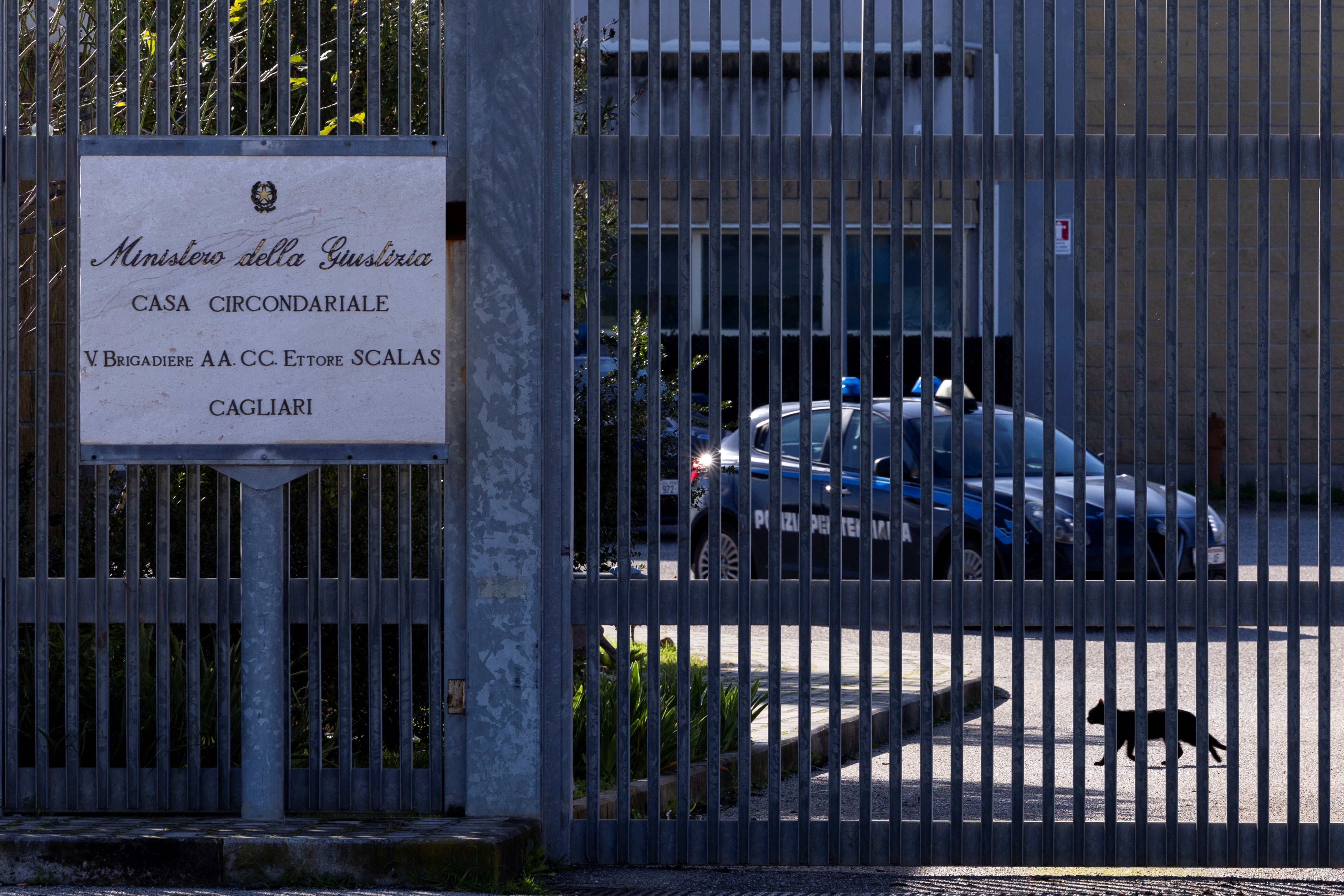 The entrance of the Ettore Scalas prison in Cagliari, Italy