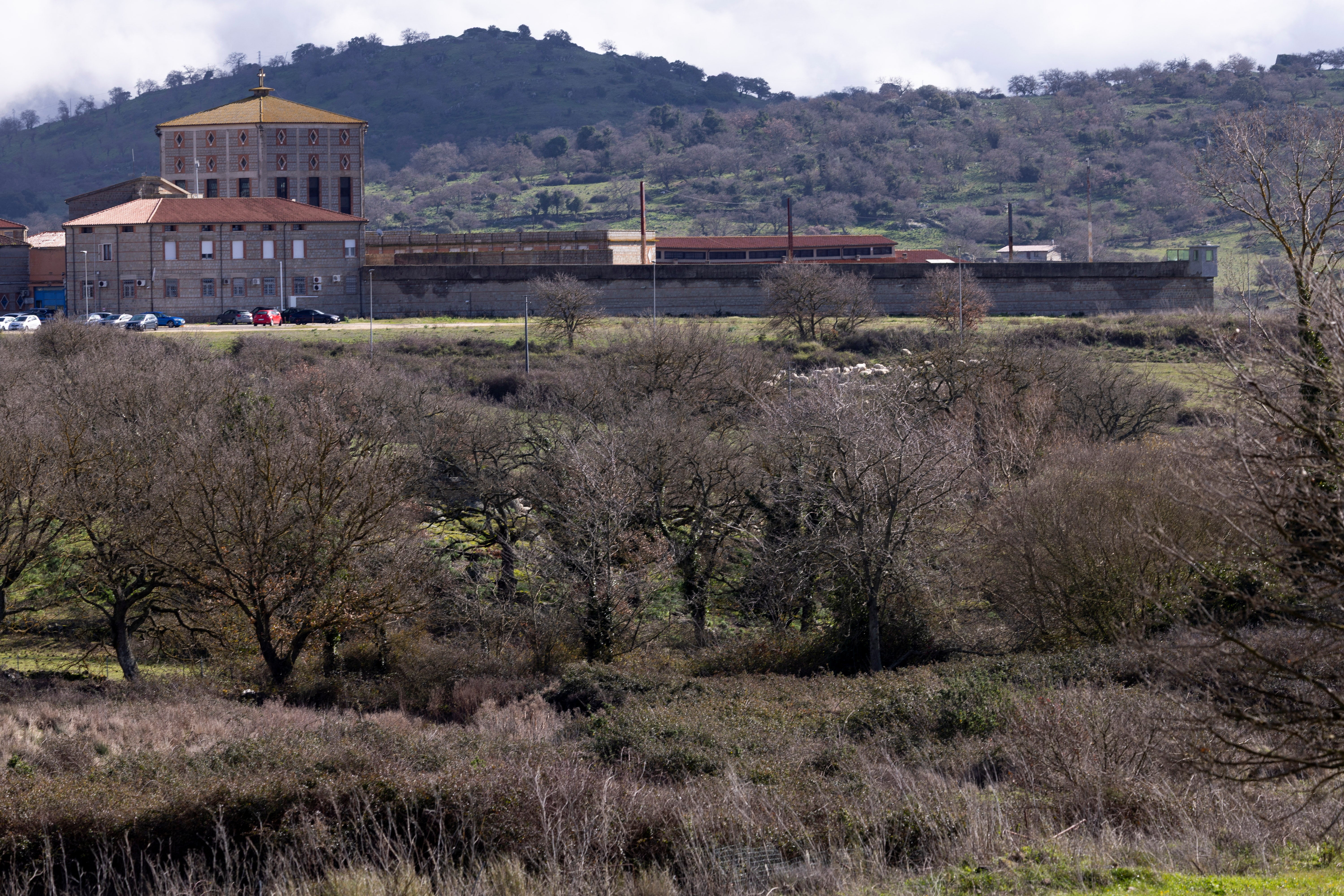 Cars stand parked near the Badu'e Carros prison in Nuoro, Italy