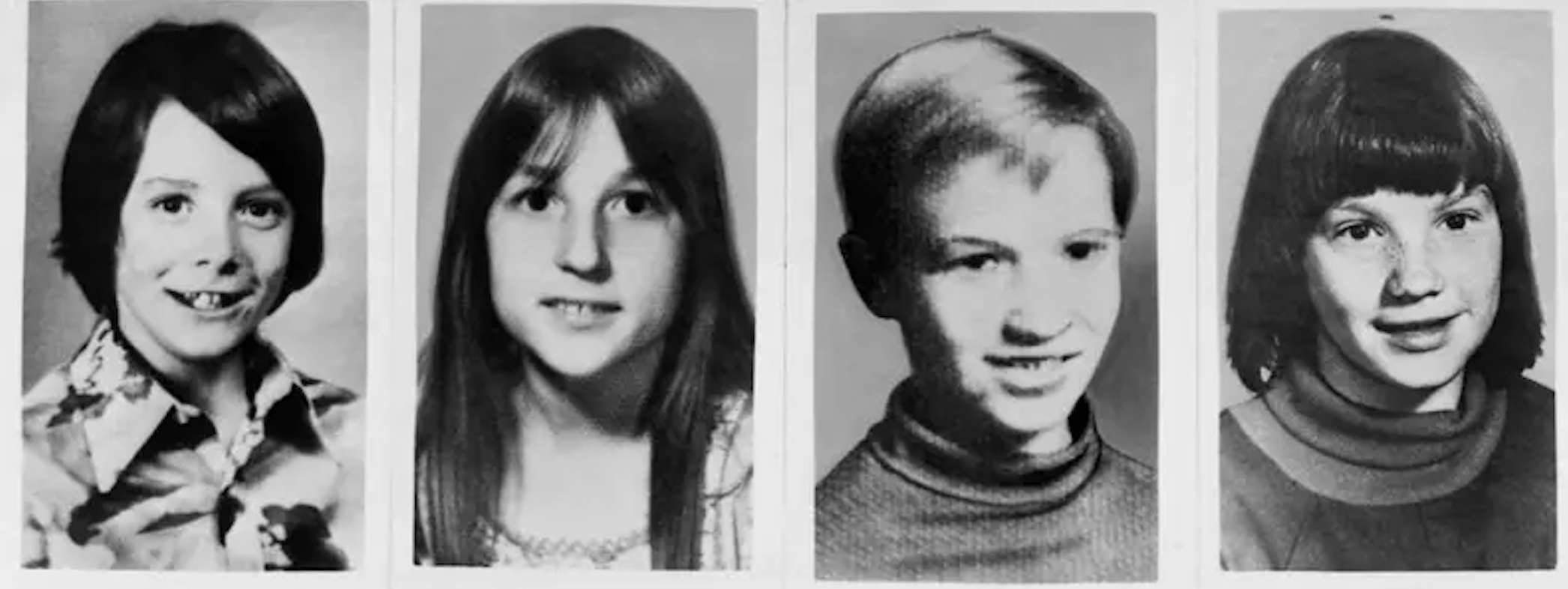 The victims of the Oakland County child murders are pictured left to right: Timothy King, Kristine Mihelich, Mark Stebbins, and Jill Robinson