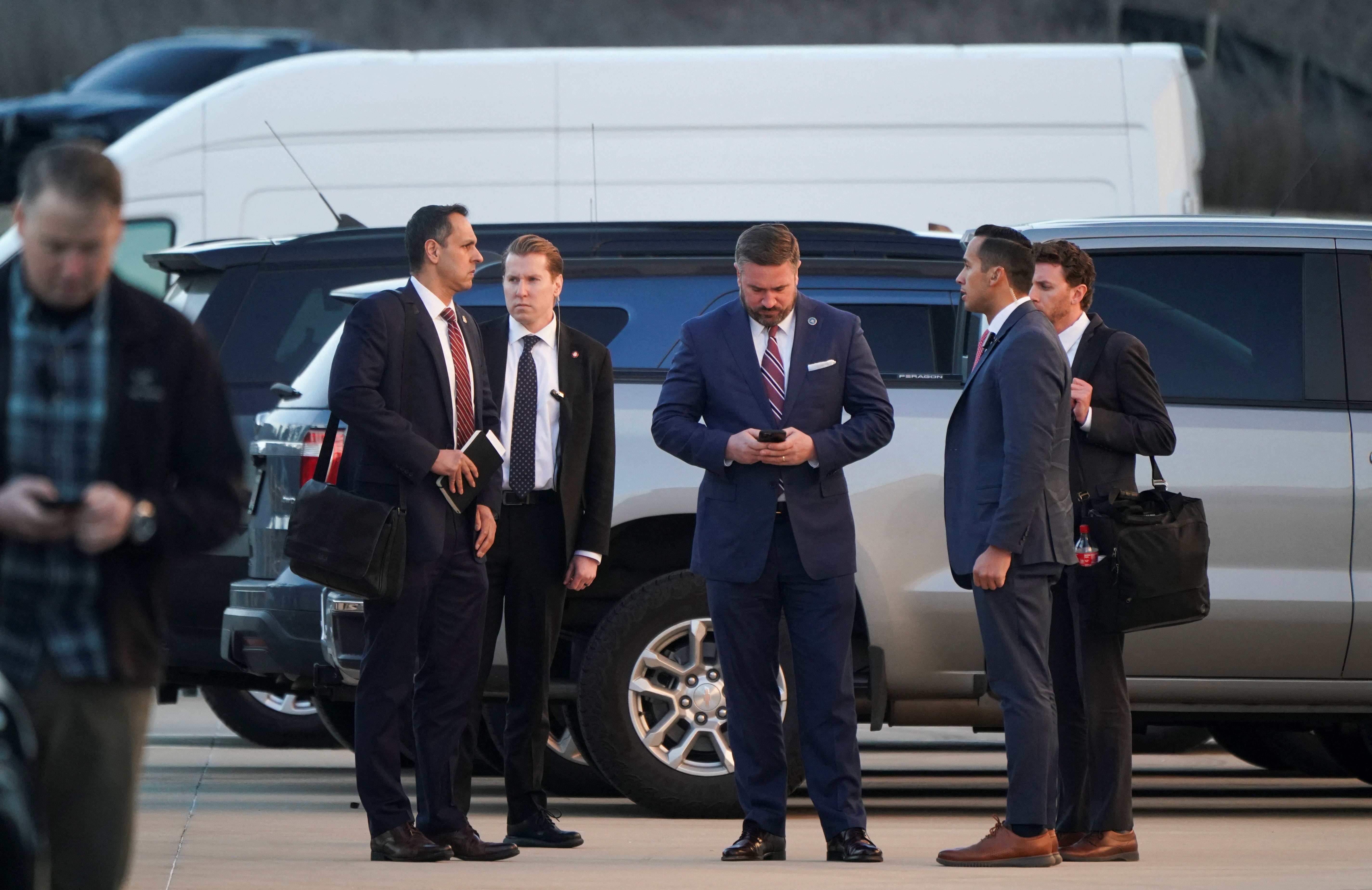 Deputy FBI director Andrew Bailey, center, joined FBI agents during the raid. He is among several prominent election deniers now closely working on a criminal investigation into Trump’s loss in Georgia in 2020