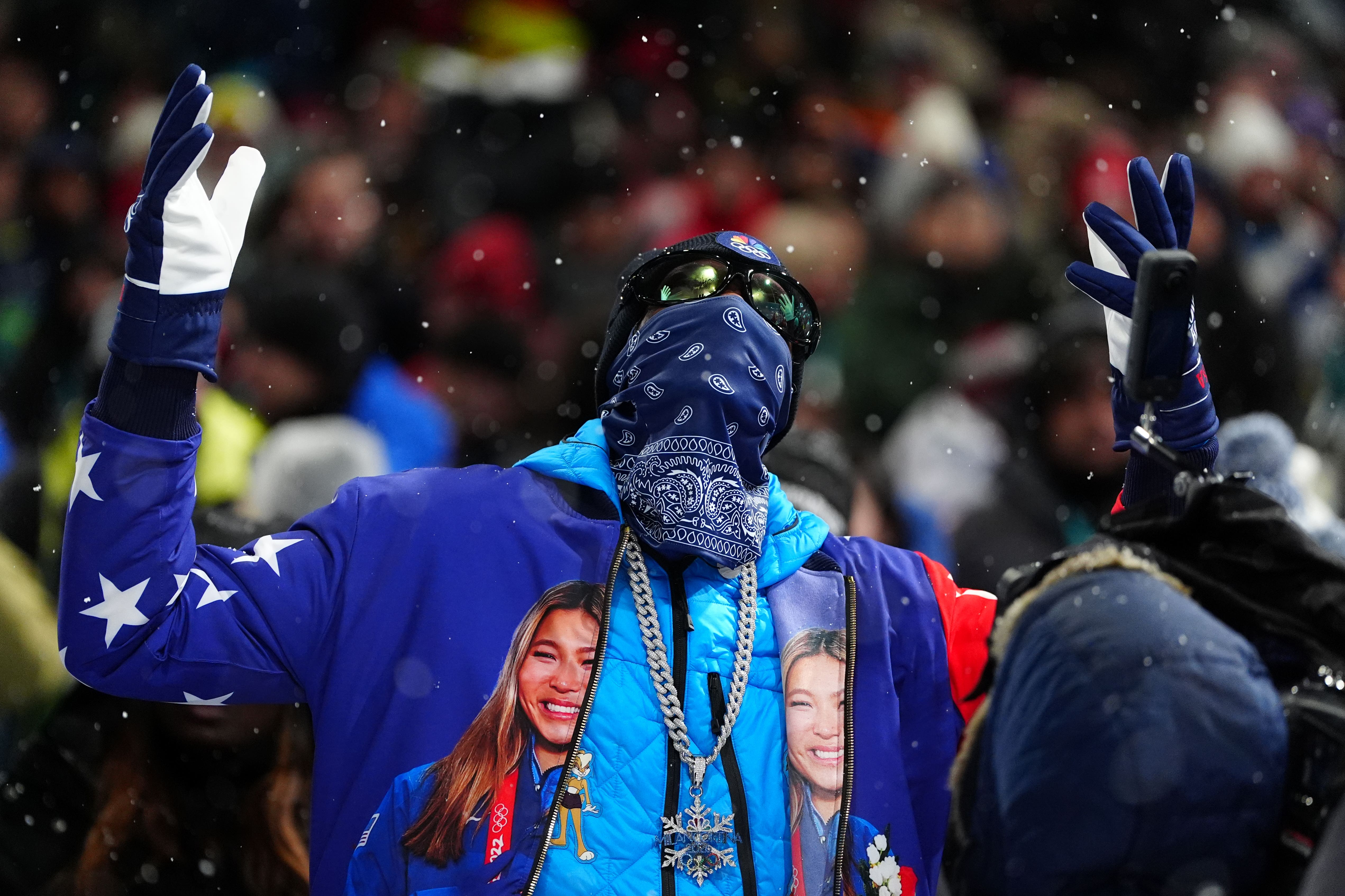 Snoop Dogg showed up to support Chloe Kim in the women’s snowboard halfpipe final in Livigno (David Davies/PA)