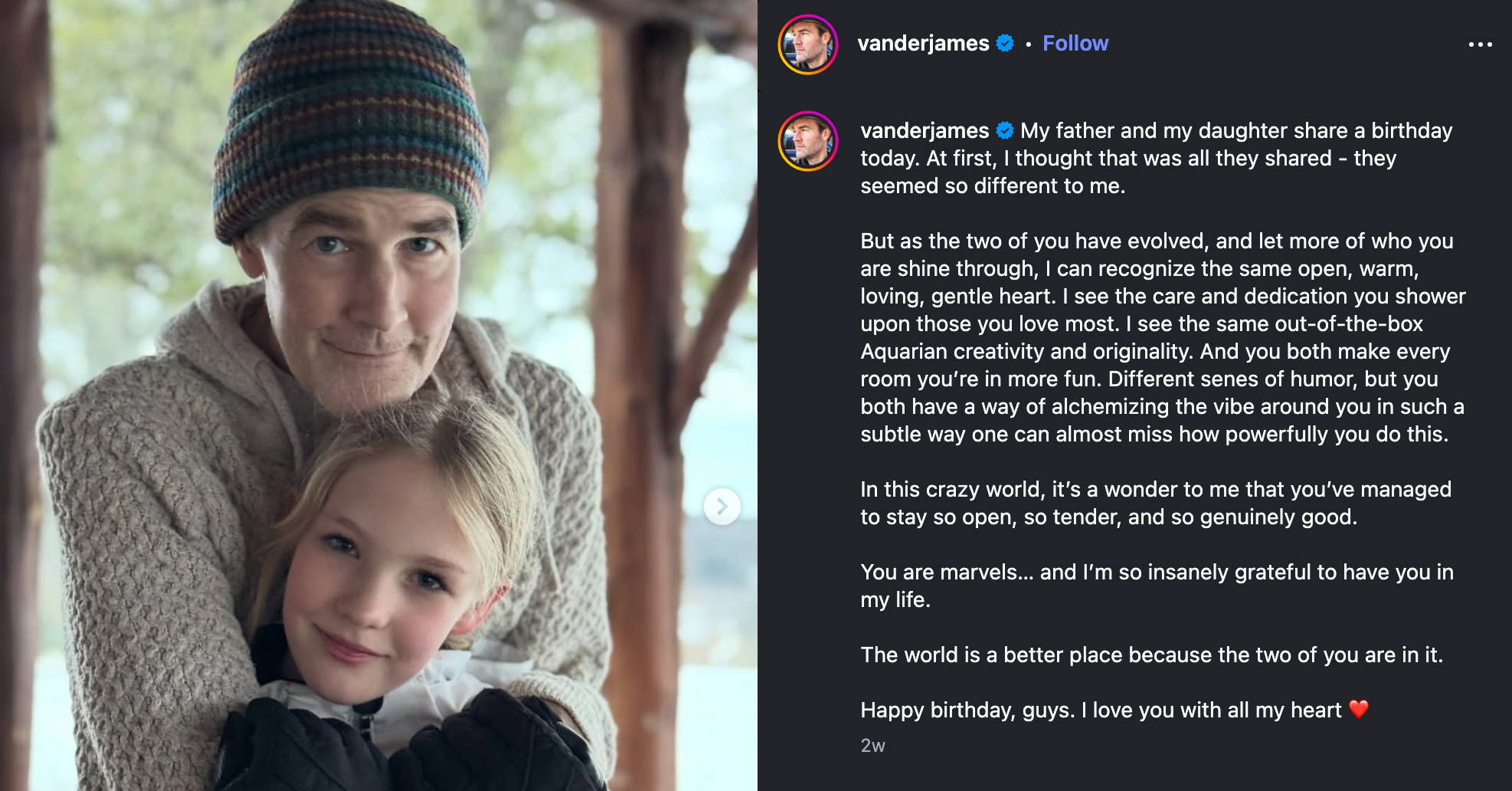 James Van Der Beek's moving final post