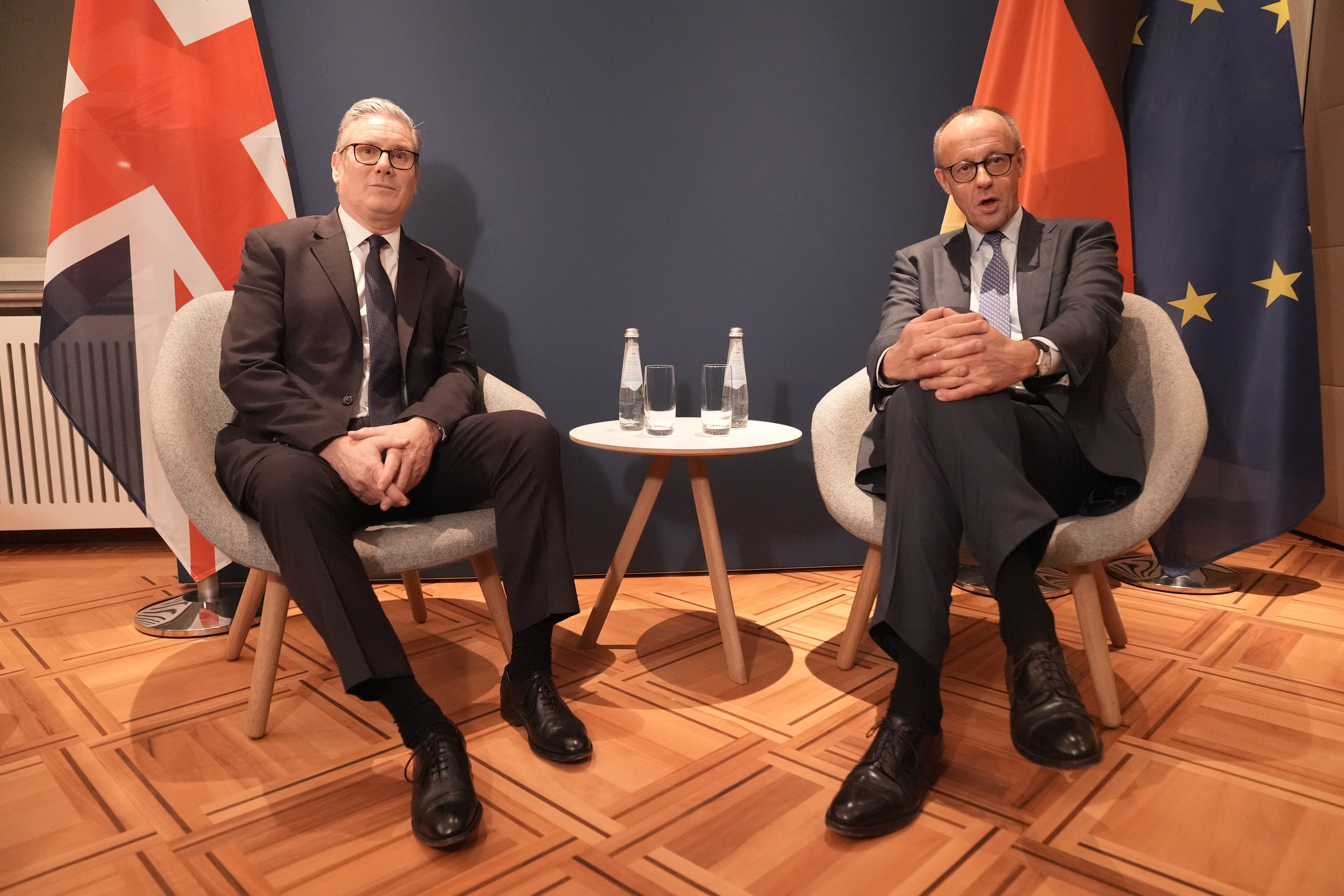 Sir Keir Starmer attends a bilateral meeting with German Chancellor Friedrich Merz at the Munich Security Conference
