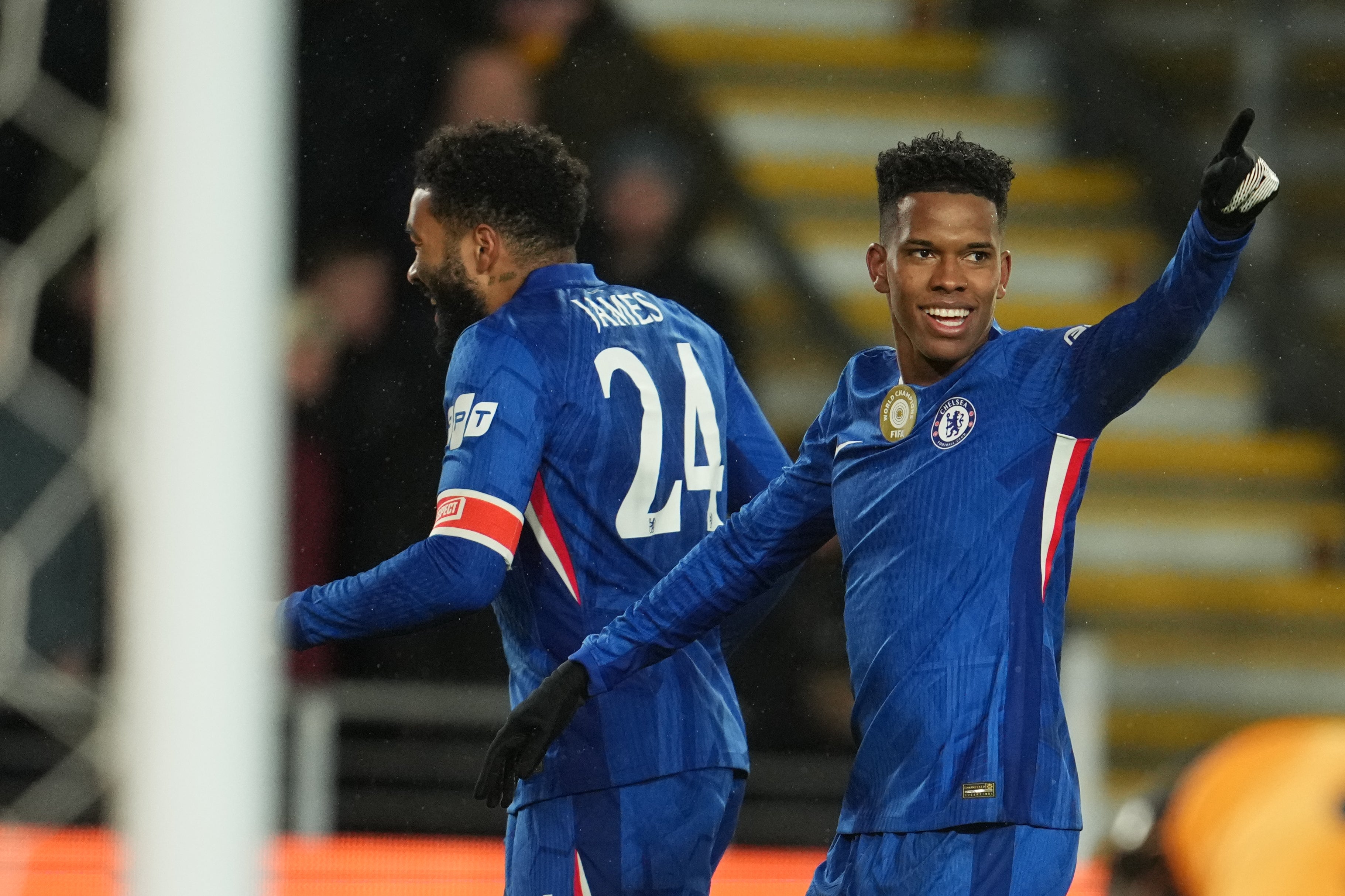 Chelsea's Estevao celebrates at Hull