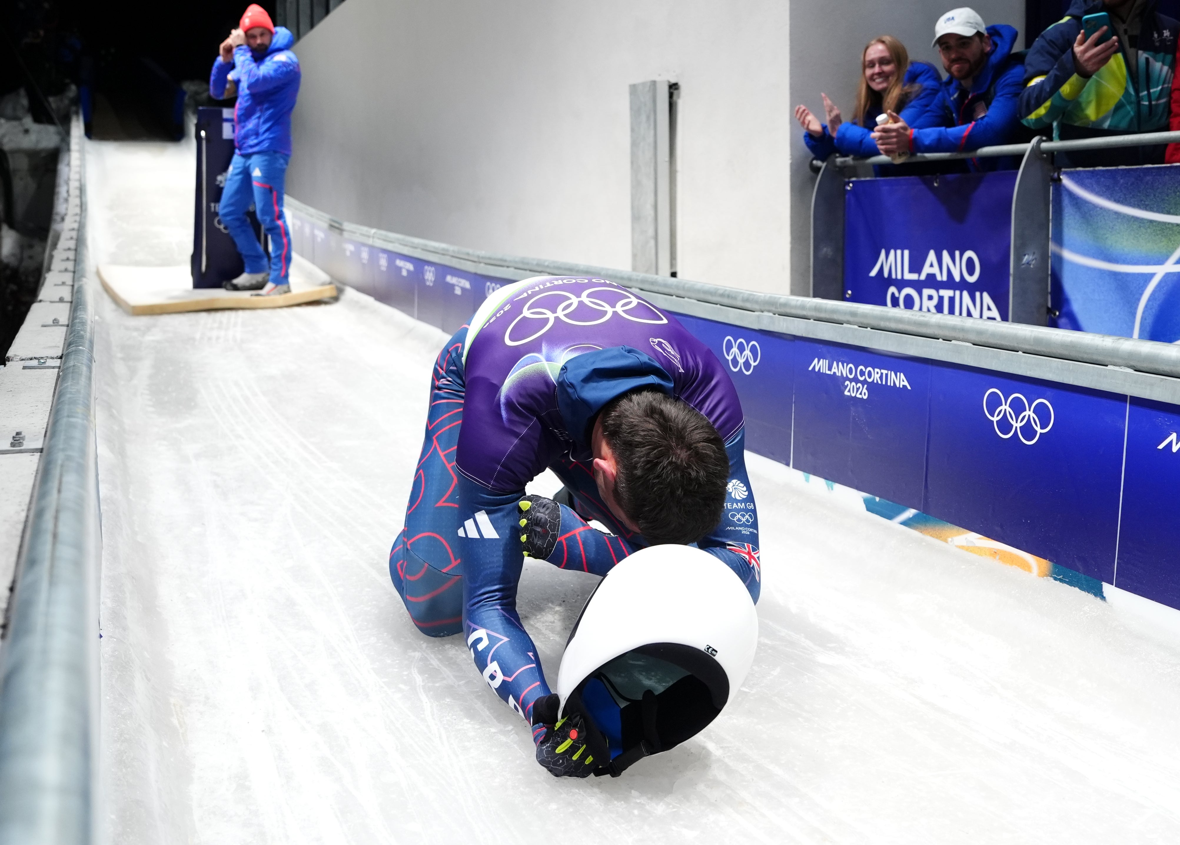 He collapsed to the ice in delight as victory was confirmed