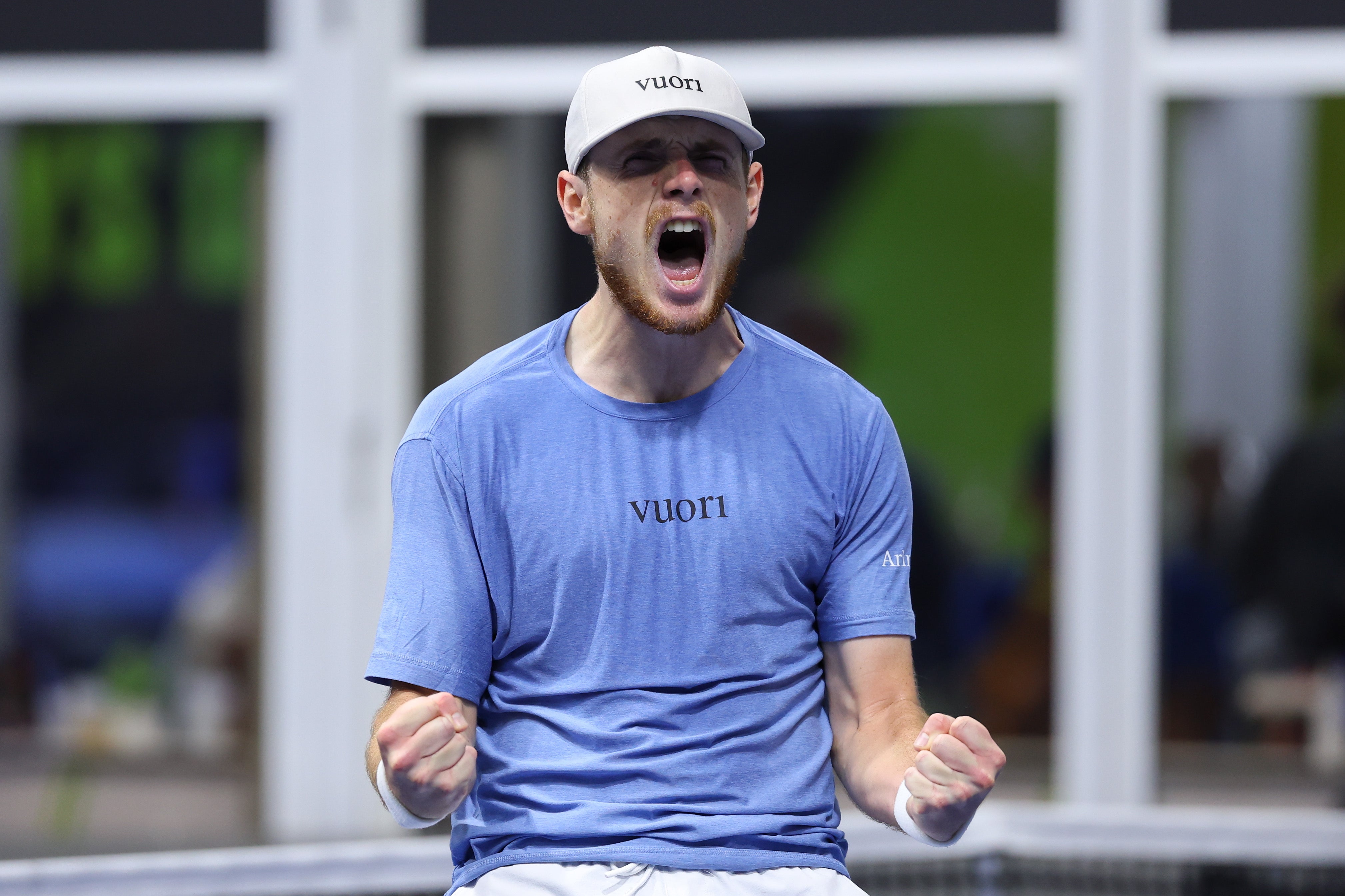 Jack Pinnington Jones celebrates reaching his first ATP quarter-final in Dallas