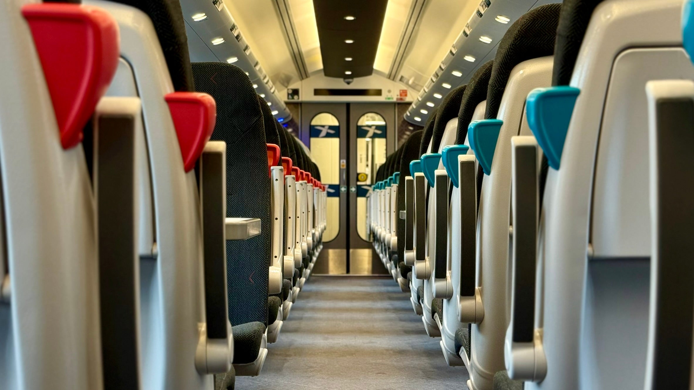 Standard class seats in the refurbished Voyager carriages