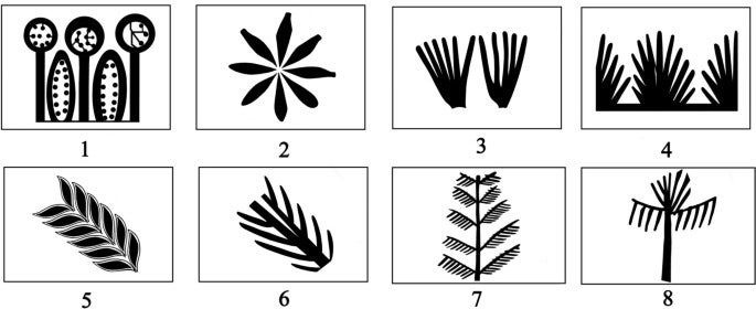 Images show four categories of the vegetal motifs: flowers, shrubs, branches, trees