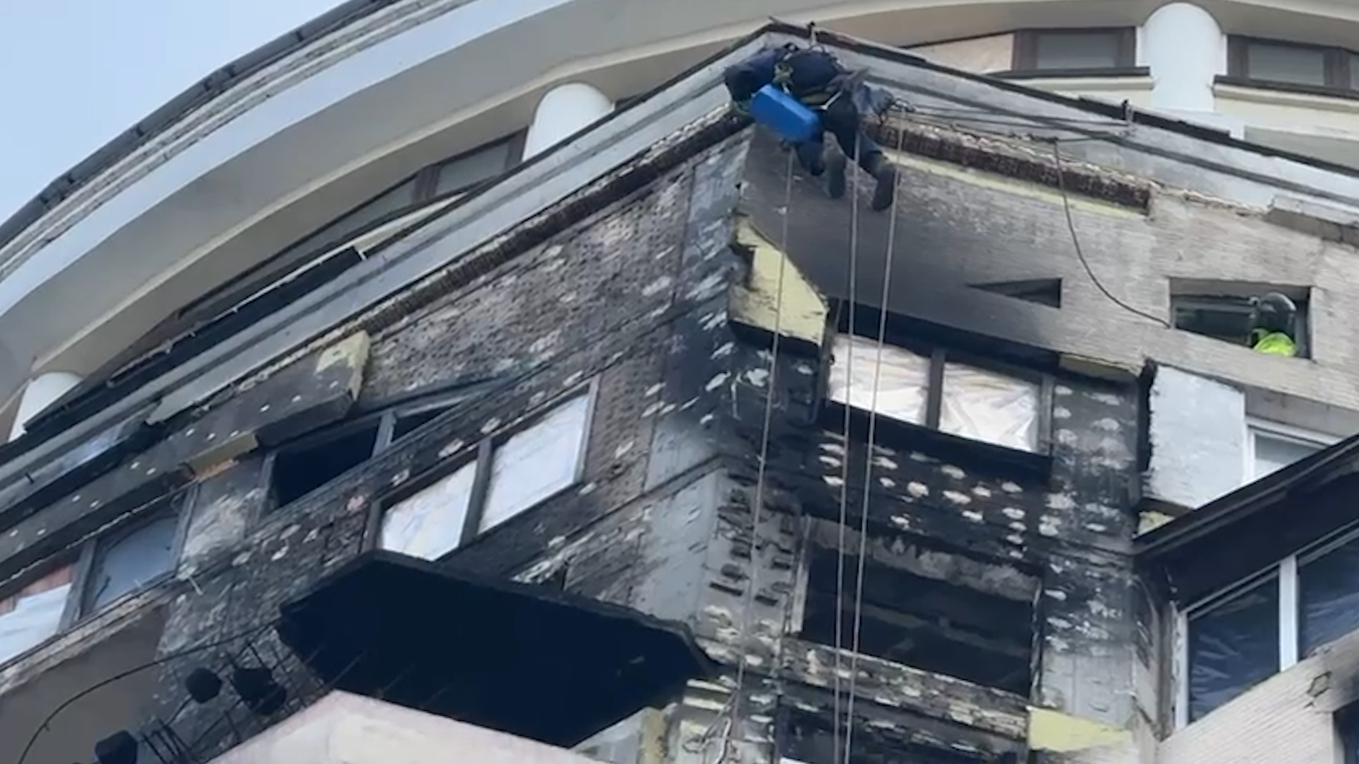 The apartment block next door to Oleksandr’s home was heavily damaged by Russian drones just two weeks ago