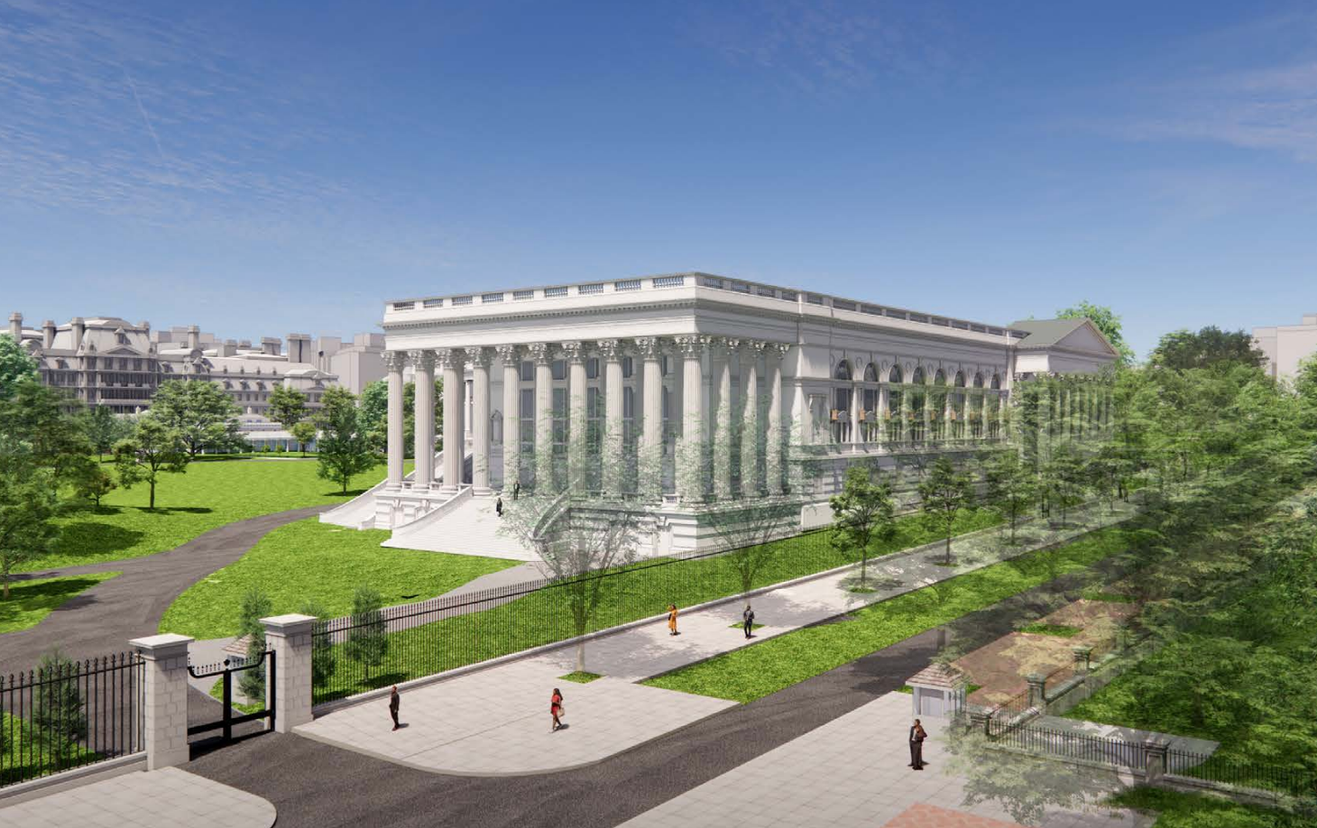 Full renderings were shared with the National Capital Planning Commission which oversees large federal construction projects in the region, by Shalom Baranes Associates. The document included images from various angles and dimensions for the 90,000 square-foot building