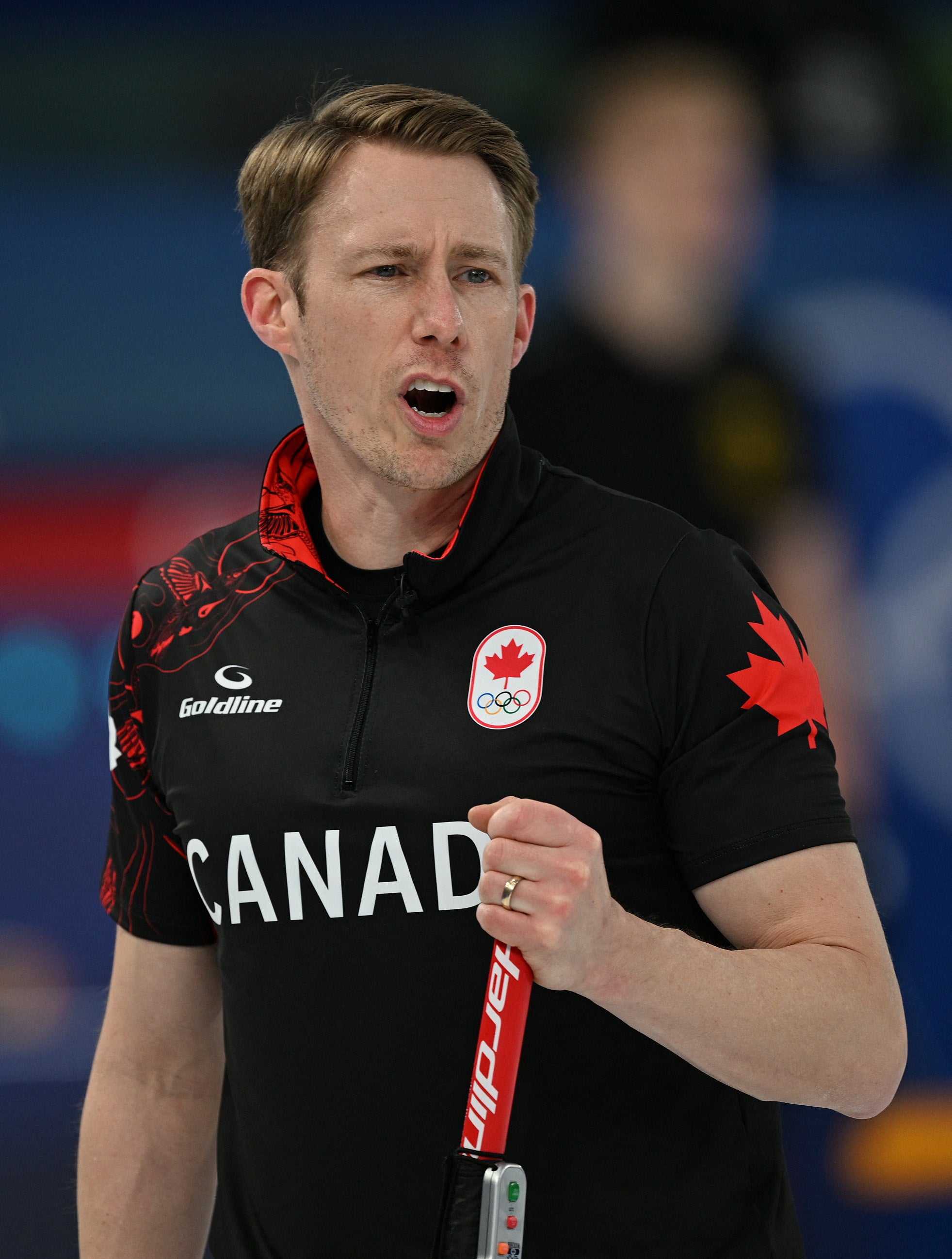 Marc Kennedy reacts after his team were accused of double-touching the stone