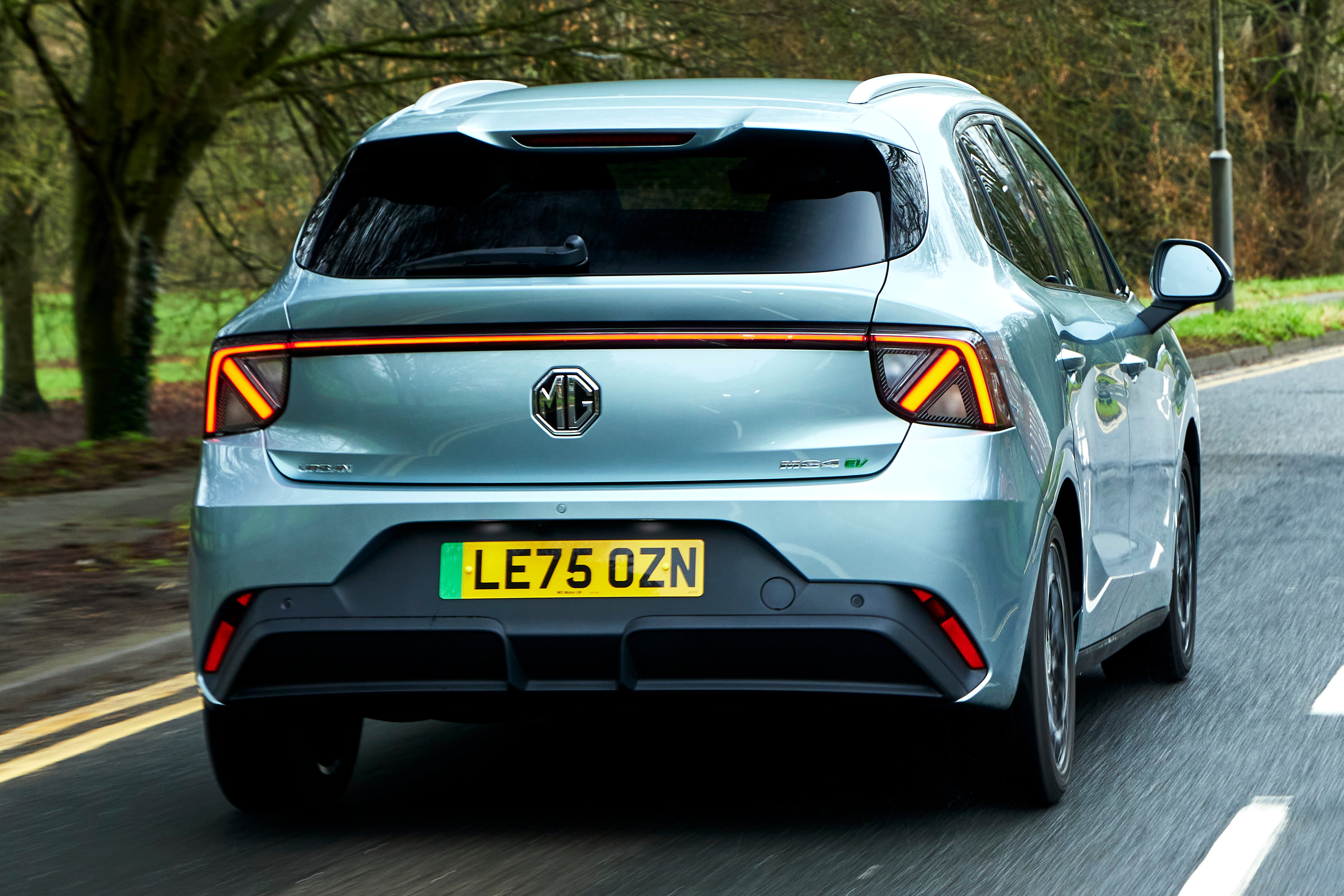 The MG4 Urban's smart looks include rear lights with arrow-shaped detailing
