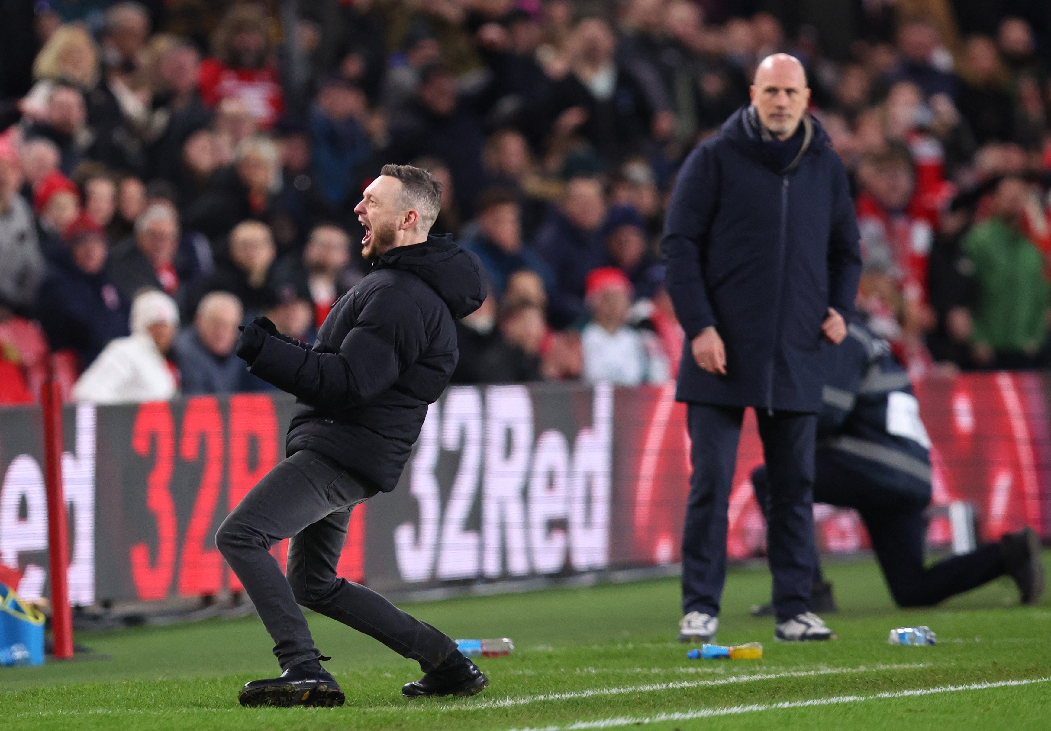 Hellberg celebrates Boro's win over Norwich City at the Riverside